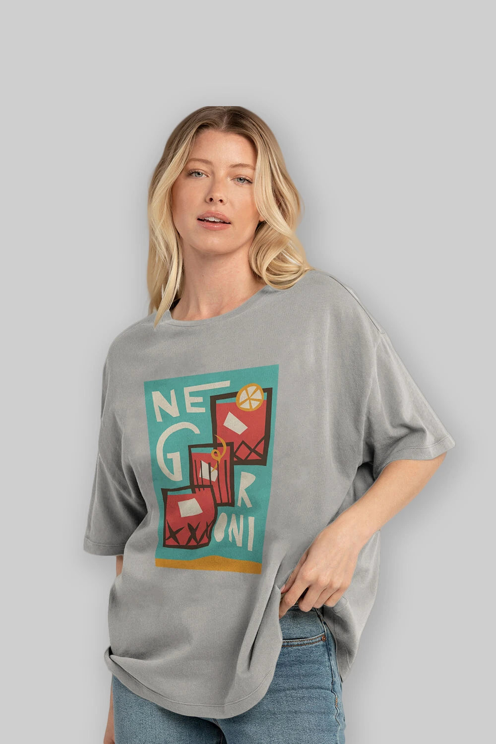 Negroni 3 Ön Baskılı Oversize t-shirt Erkek Kadın Unisex %100 Pamuk Bisiklet Yaka tişort