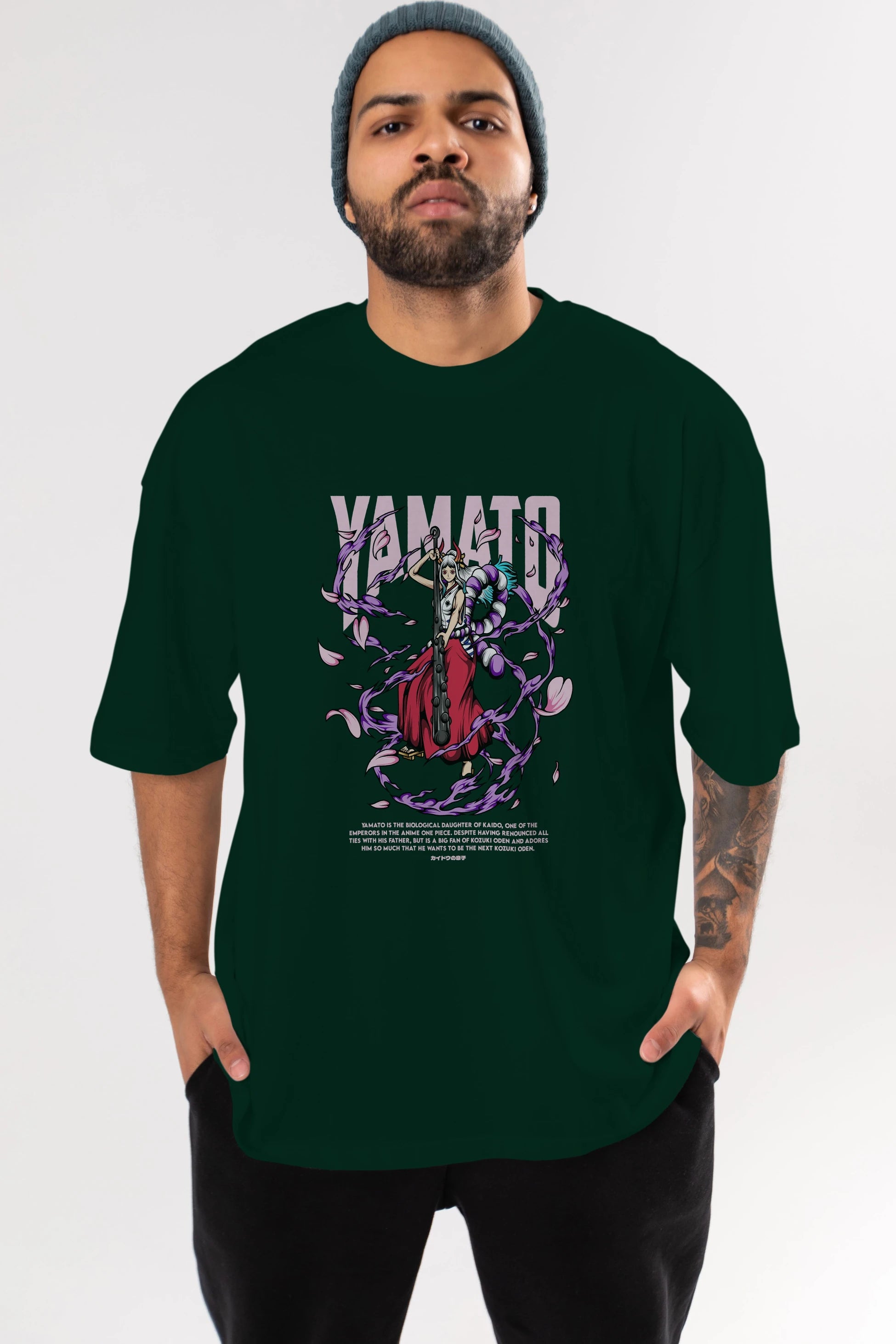 Yamato Anime Ön Baskılı Oversize t-shirt %100 pamuk Erkek Kadın Unisex
