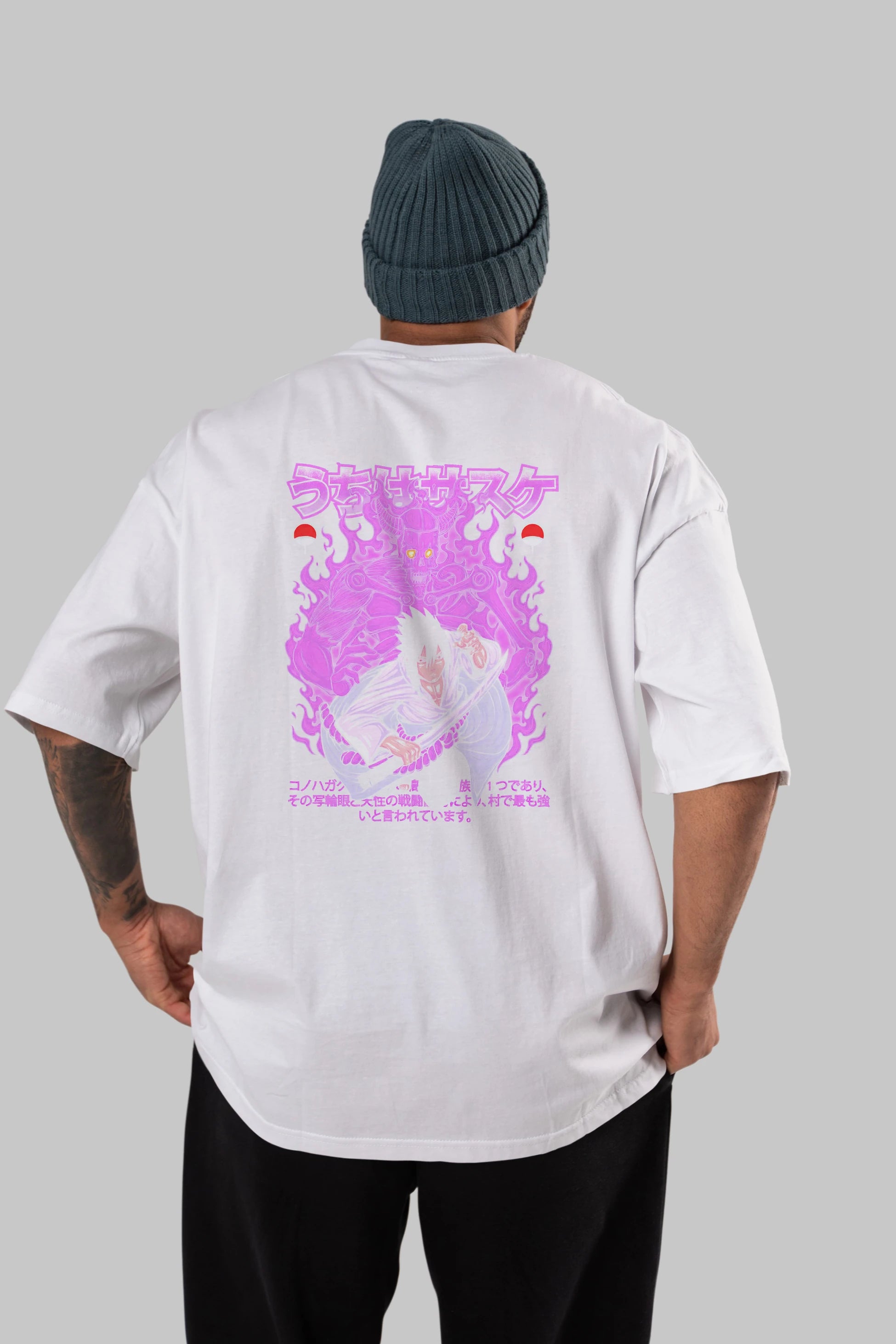 SASUKE UCHIHA NARUTO Anime Arka Baskılı Oversize t-shirt Erkek Kadın Unisex