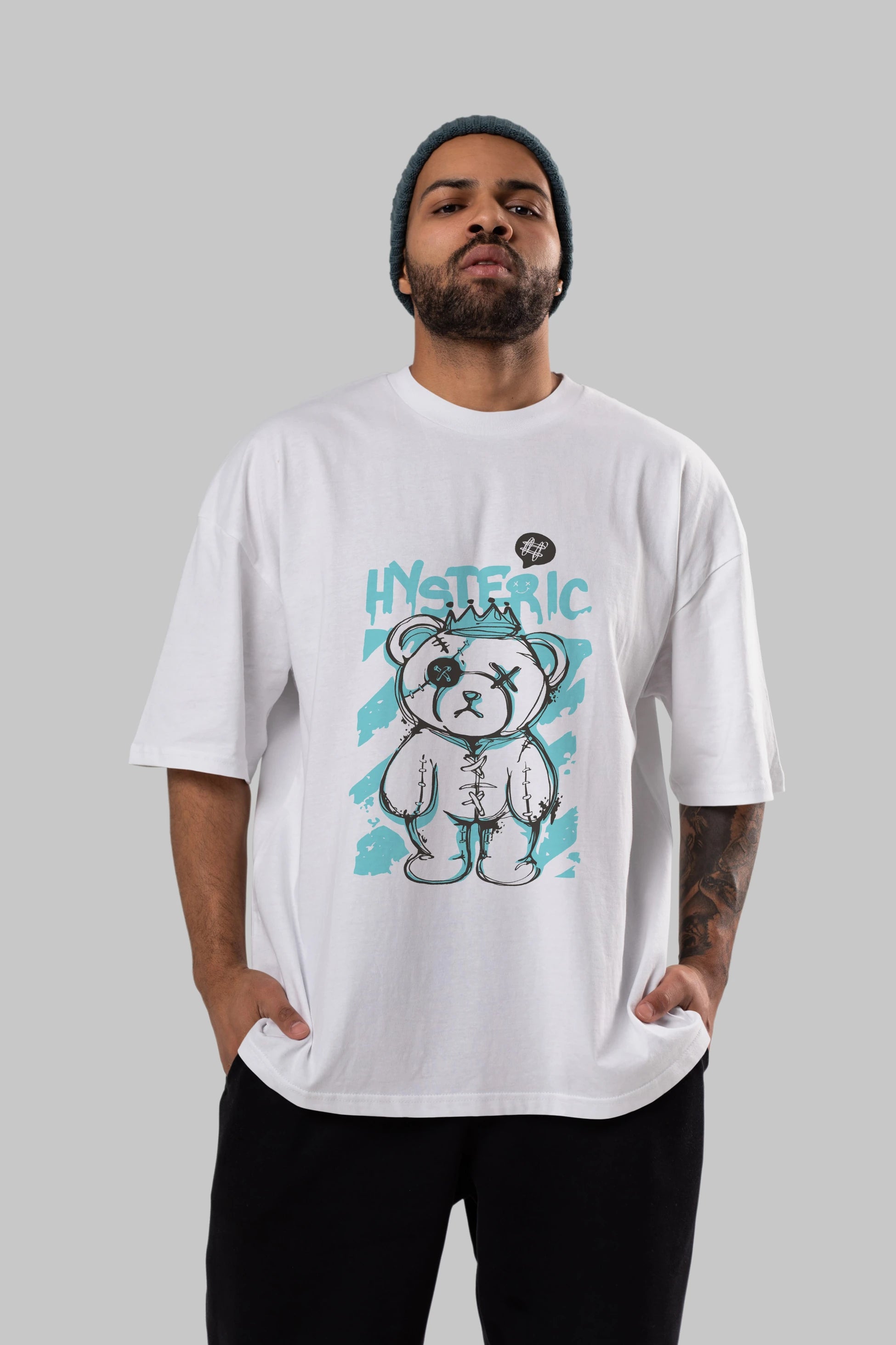 Hysteric Bear Ön Baskılı Oversize t-shirt Erkek Kadın Unisex