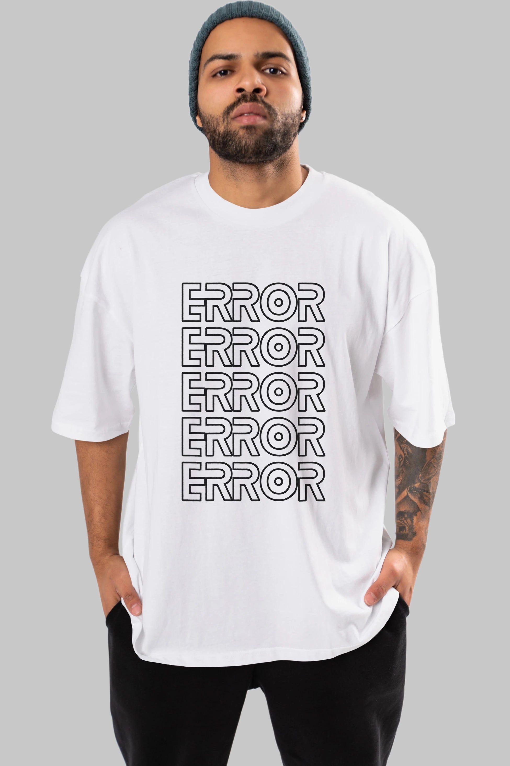 Error Yazılı Ön Baskılı Oversize t-shirt Erkek Kadın Unisex