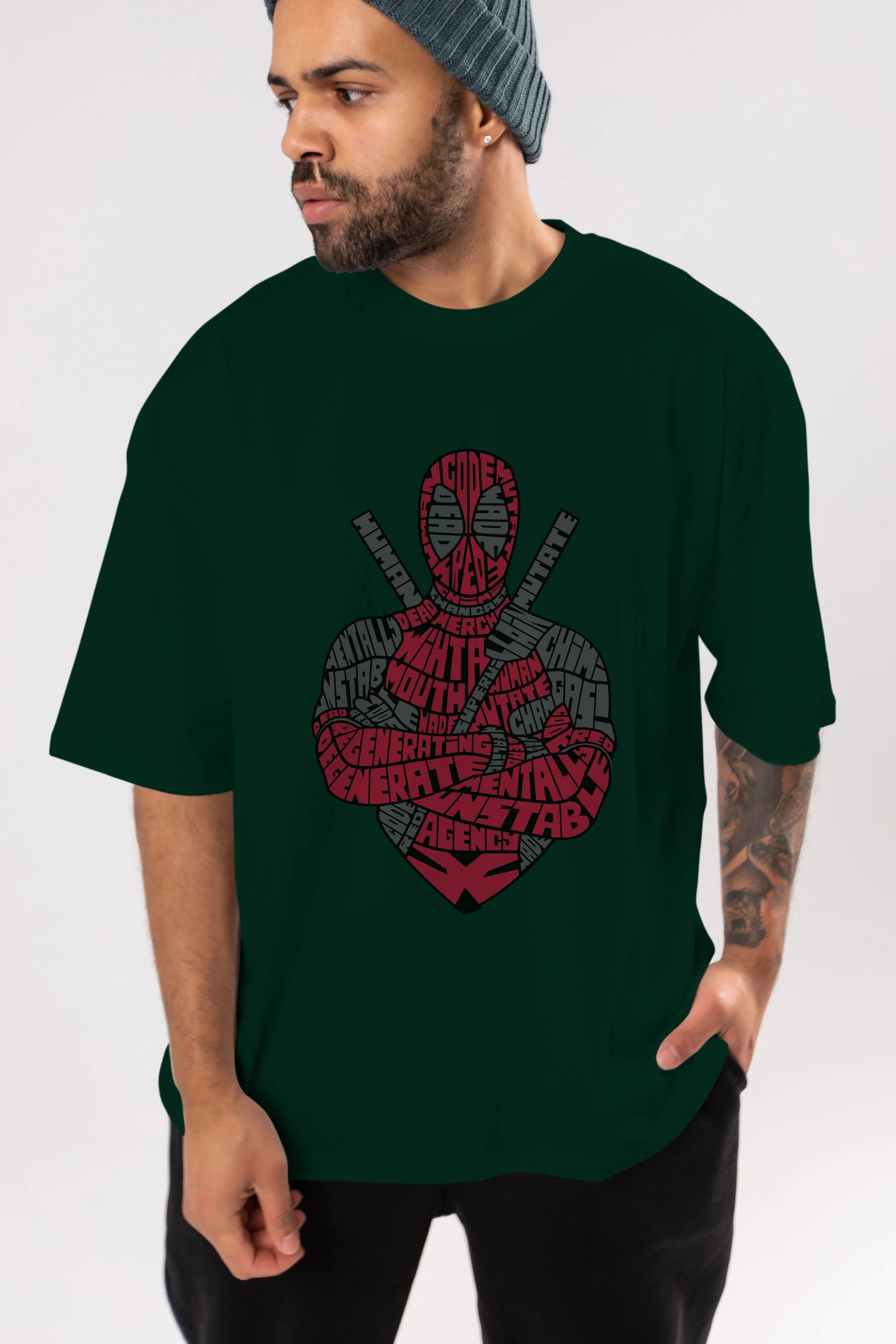 Dead Red Ön Baskılı Oversize t-shirt %100 pamuk Erkek Kadın Unisex