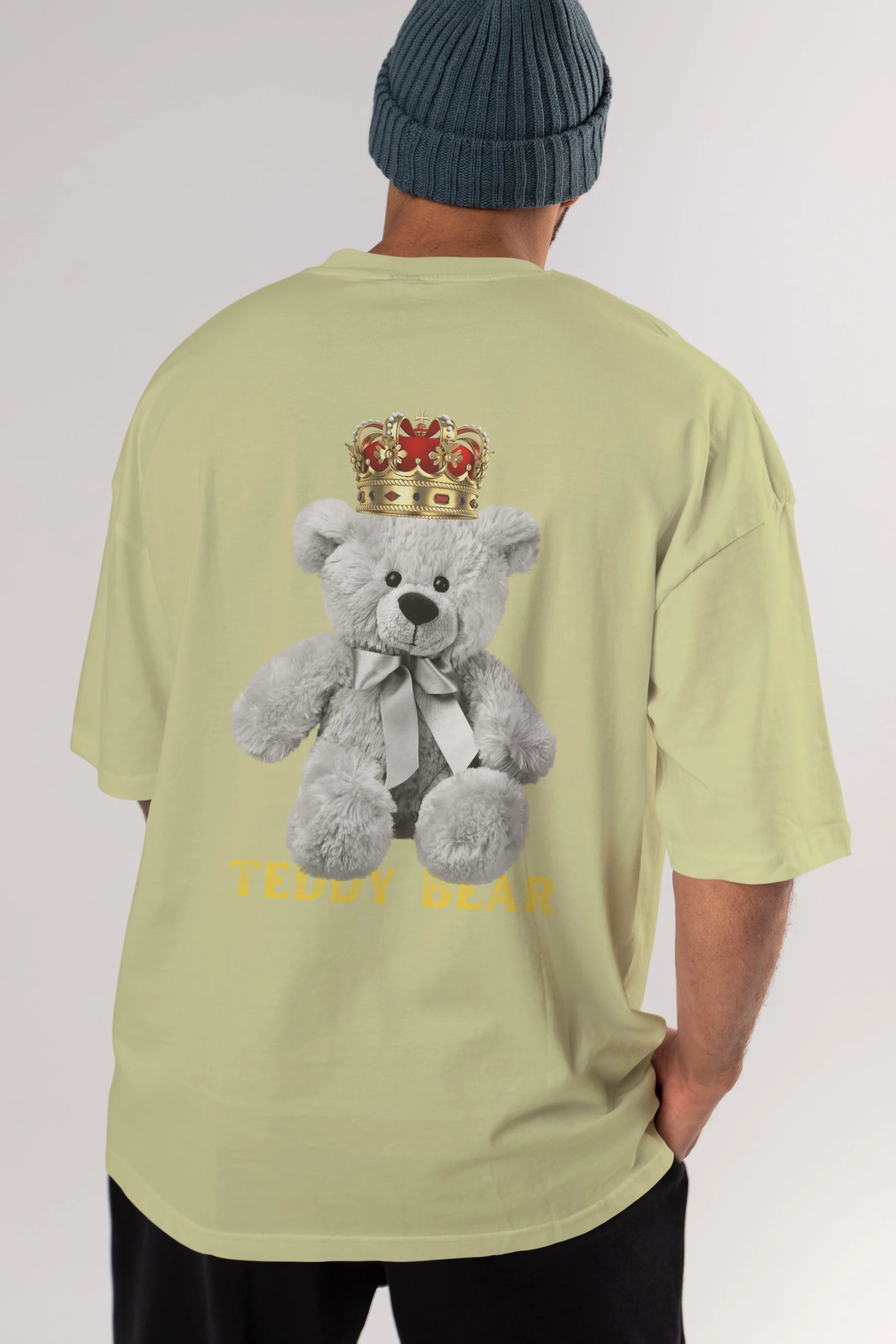 Teddy Bear Arka Baskılı Oversize t-shirt Erkek Kadın Unisex