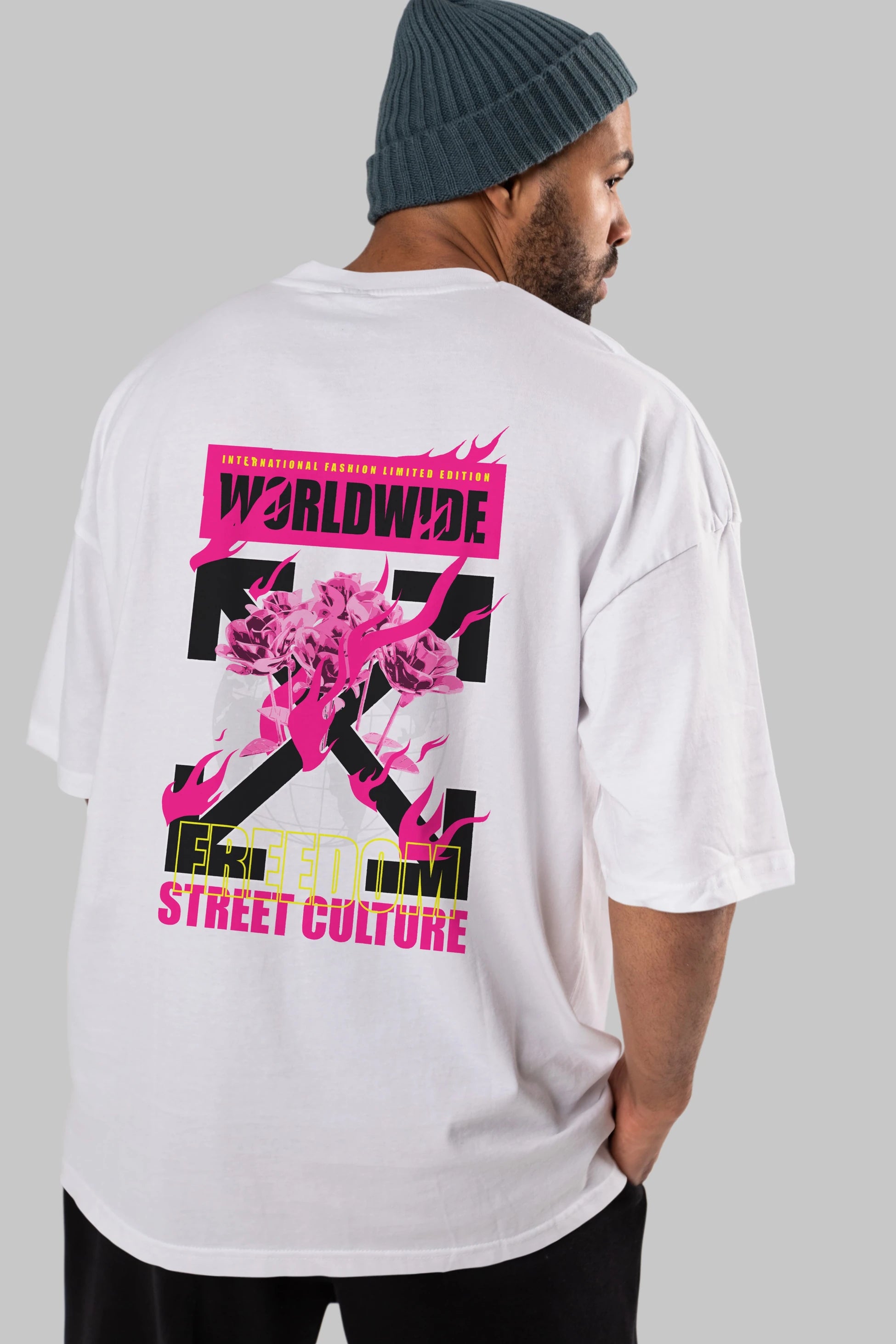 Freedom Street Culture Arka Baskılı Oversize t-shirt Erkek Kadın Unisex