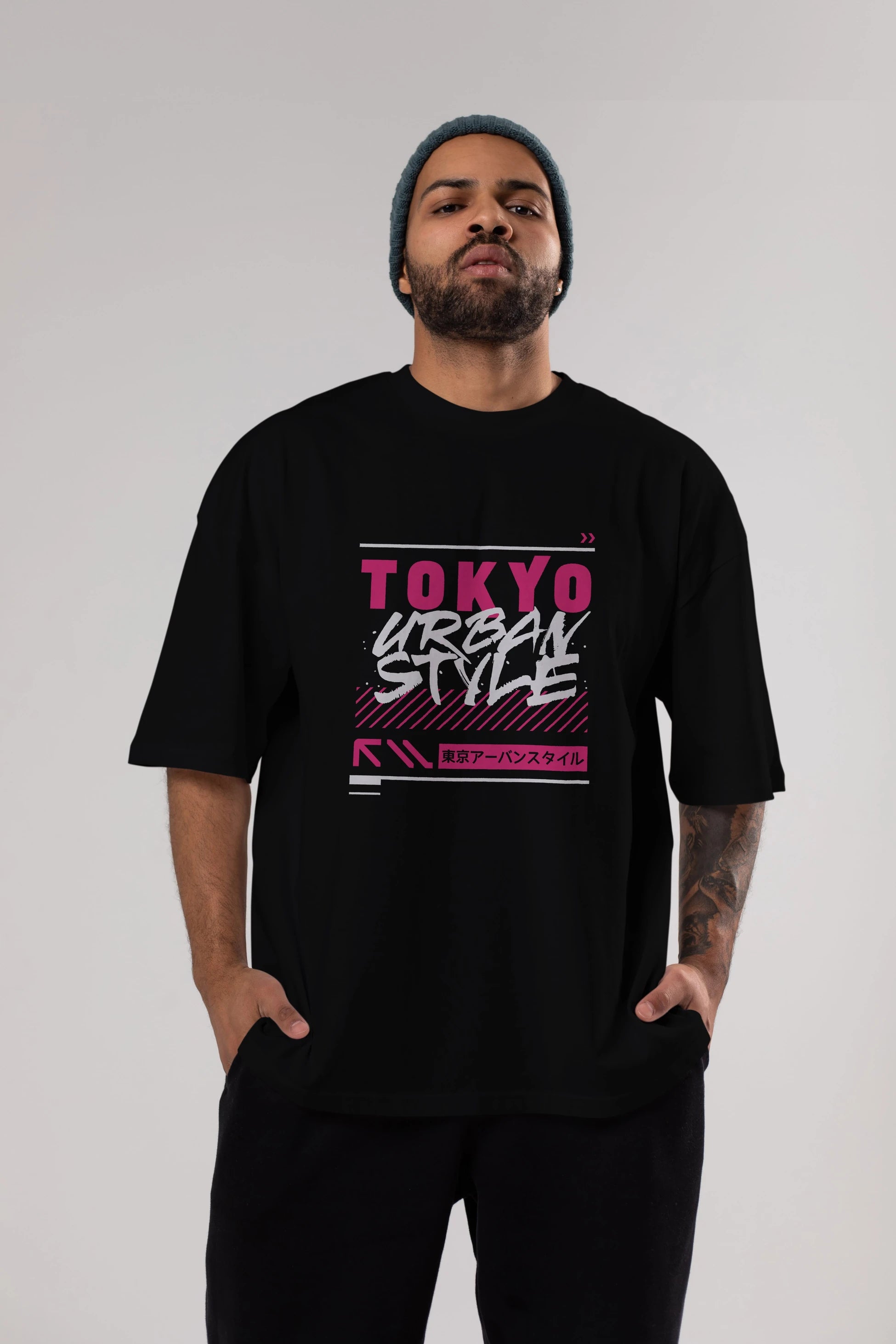 Tokyo Urban Style Ön Baskılı Oversize t-shirt Erkek Kadın Unisex