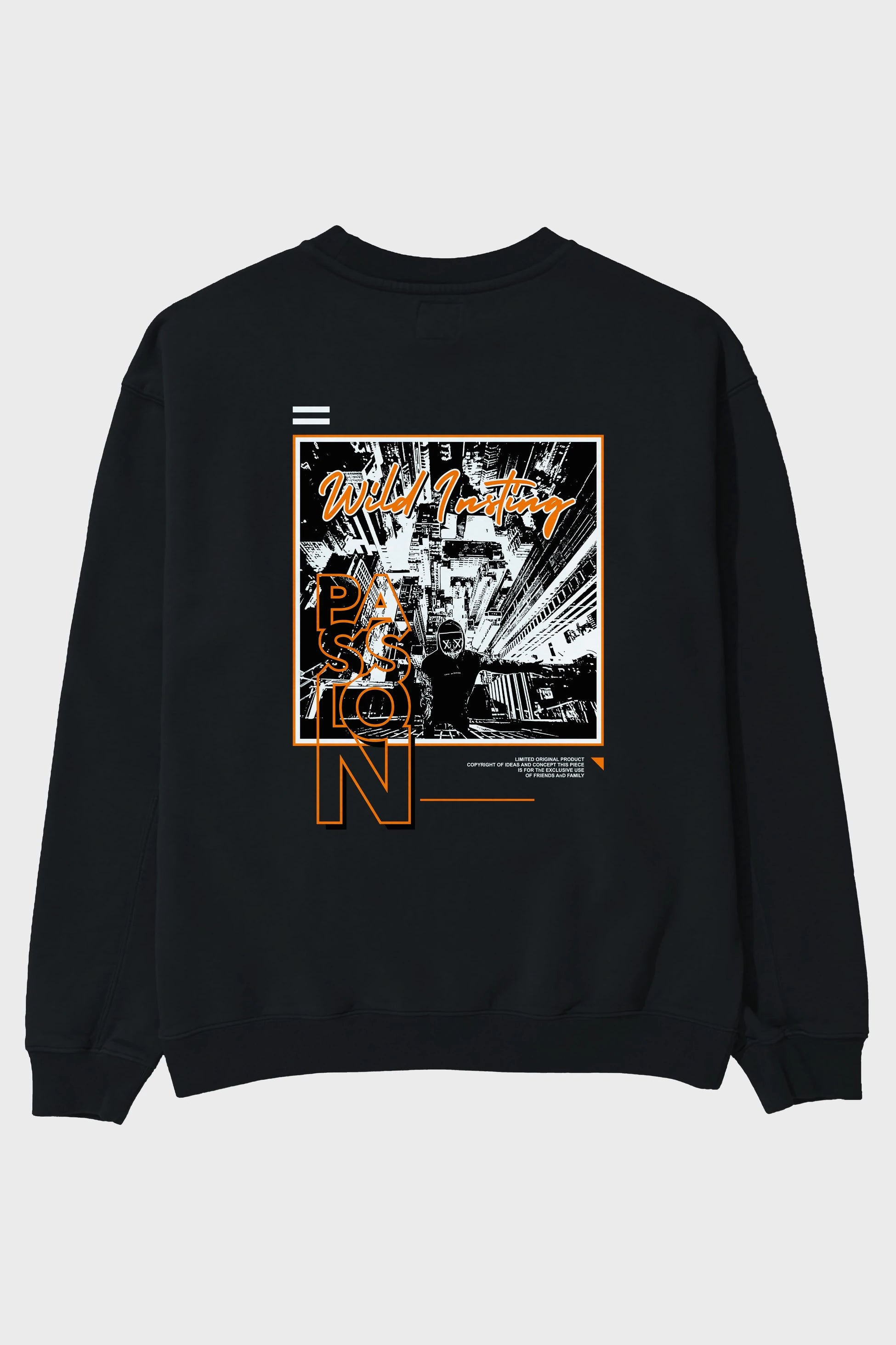 Wild Passion Arka Baskılı Oversize Sweatshirt Erkek Kadın Unisex