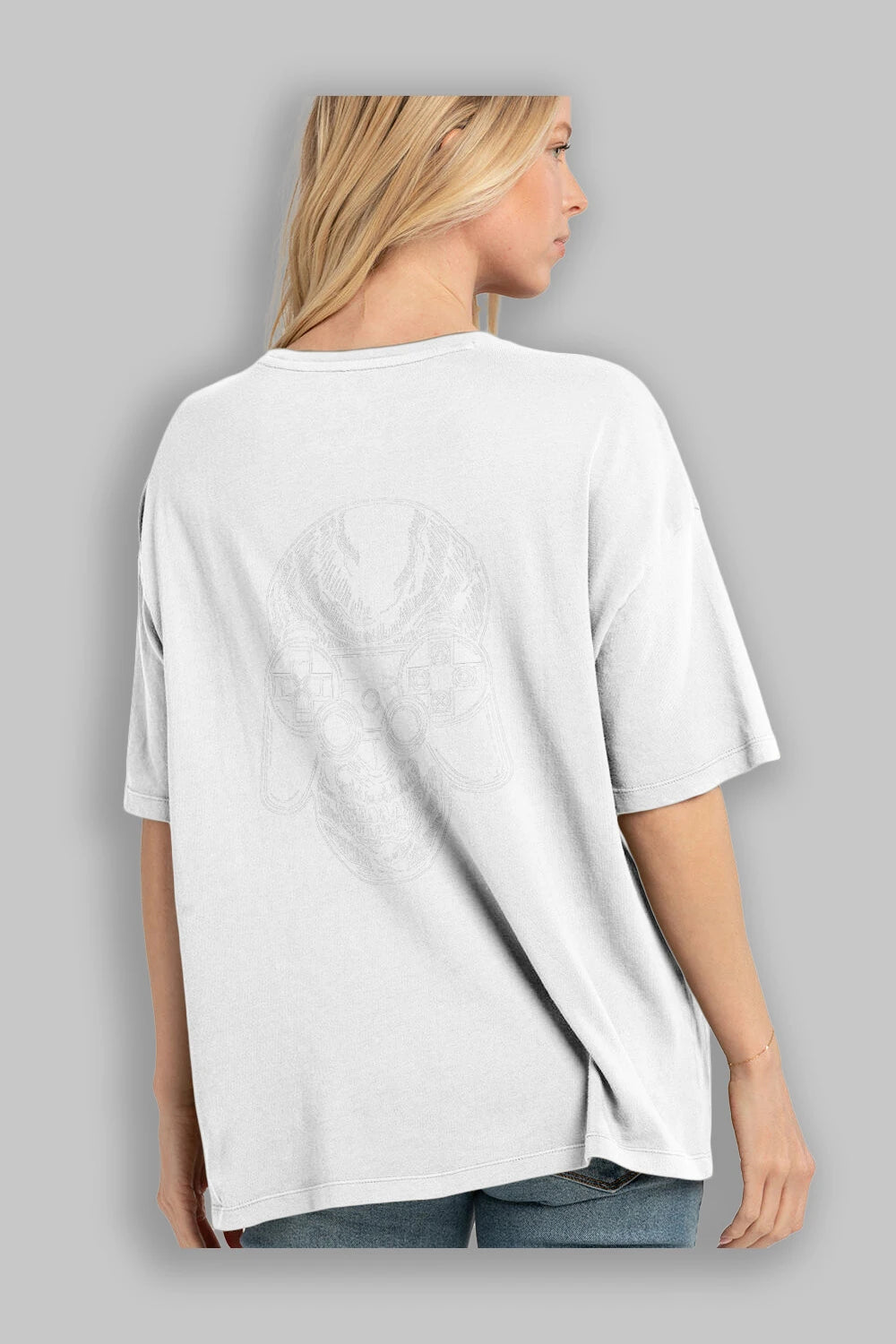 Skull Gamers Arka Baskılı Oversize t-shirt Erkek Kadın Unisex %100 Pamuk