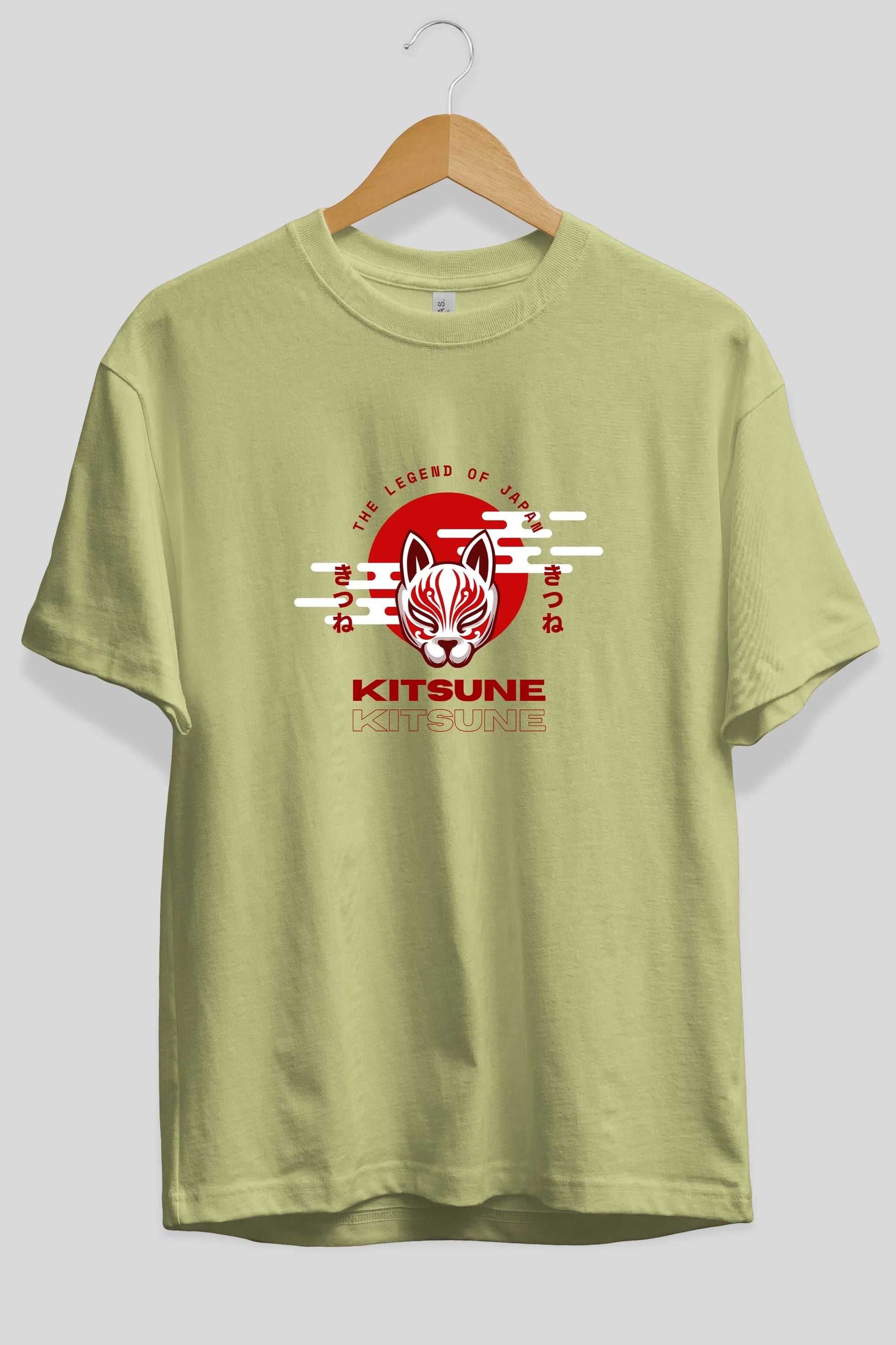 Kitsune Mask Ön Baskılı Oversize t-shirt Erkek Kadın Unisex
