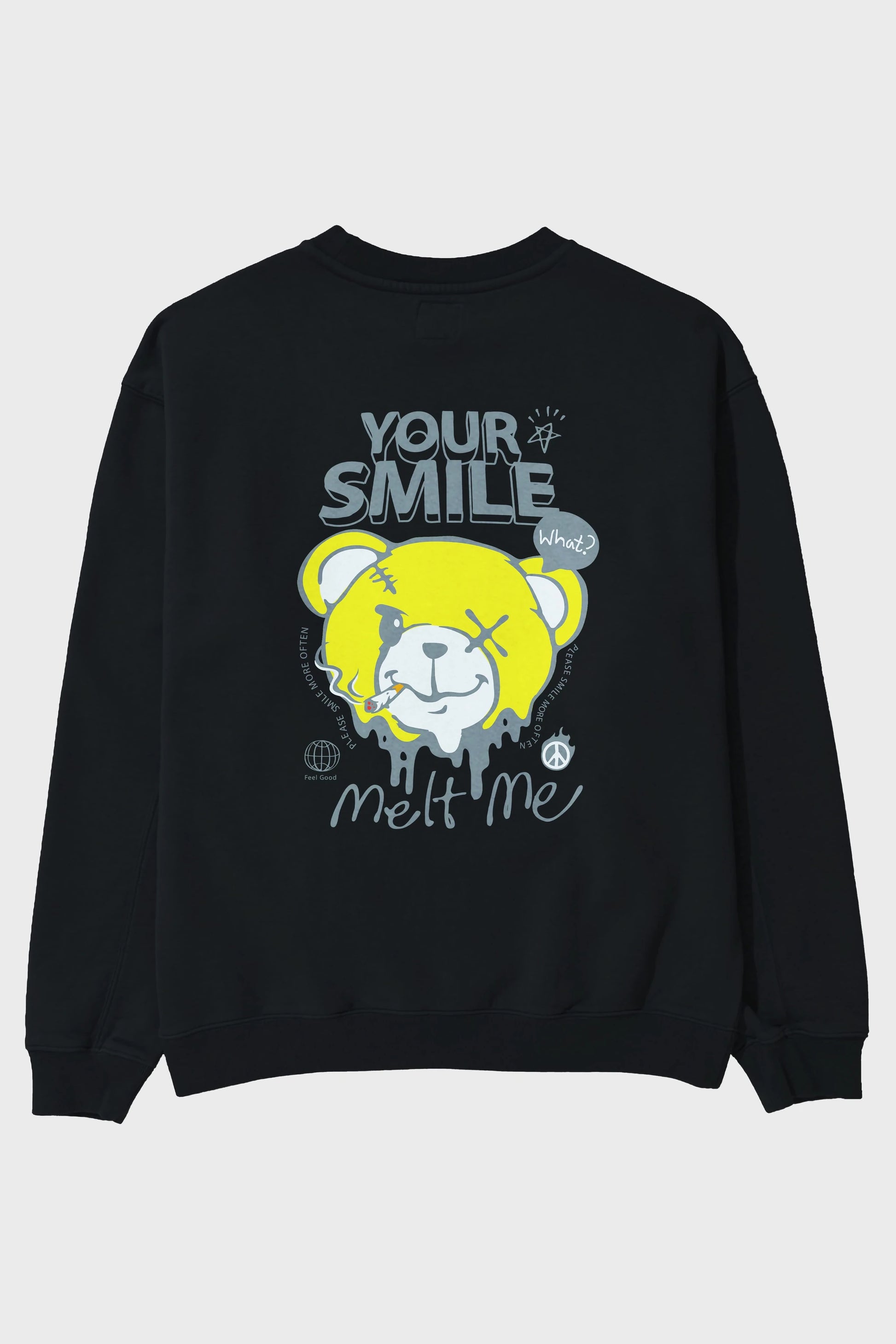 Your Smile Bear Arka Baskılı Oversize Sweatshirt Erkek Kadın Unisex