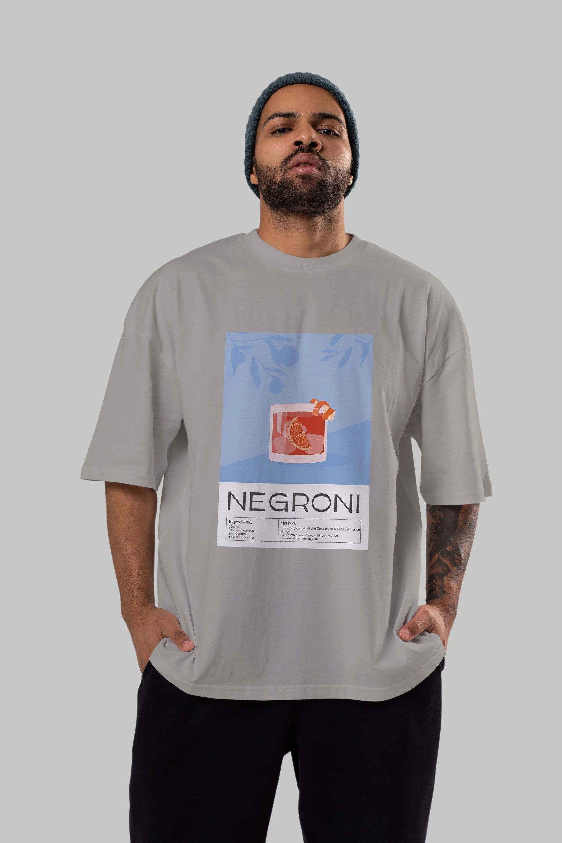 Negroni Ön Baskılı Oversize t-shirt Erkek Kadın Unisex %100 Pamuk Bisiklet Yaka tişort