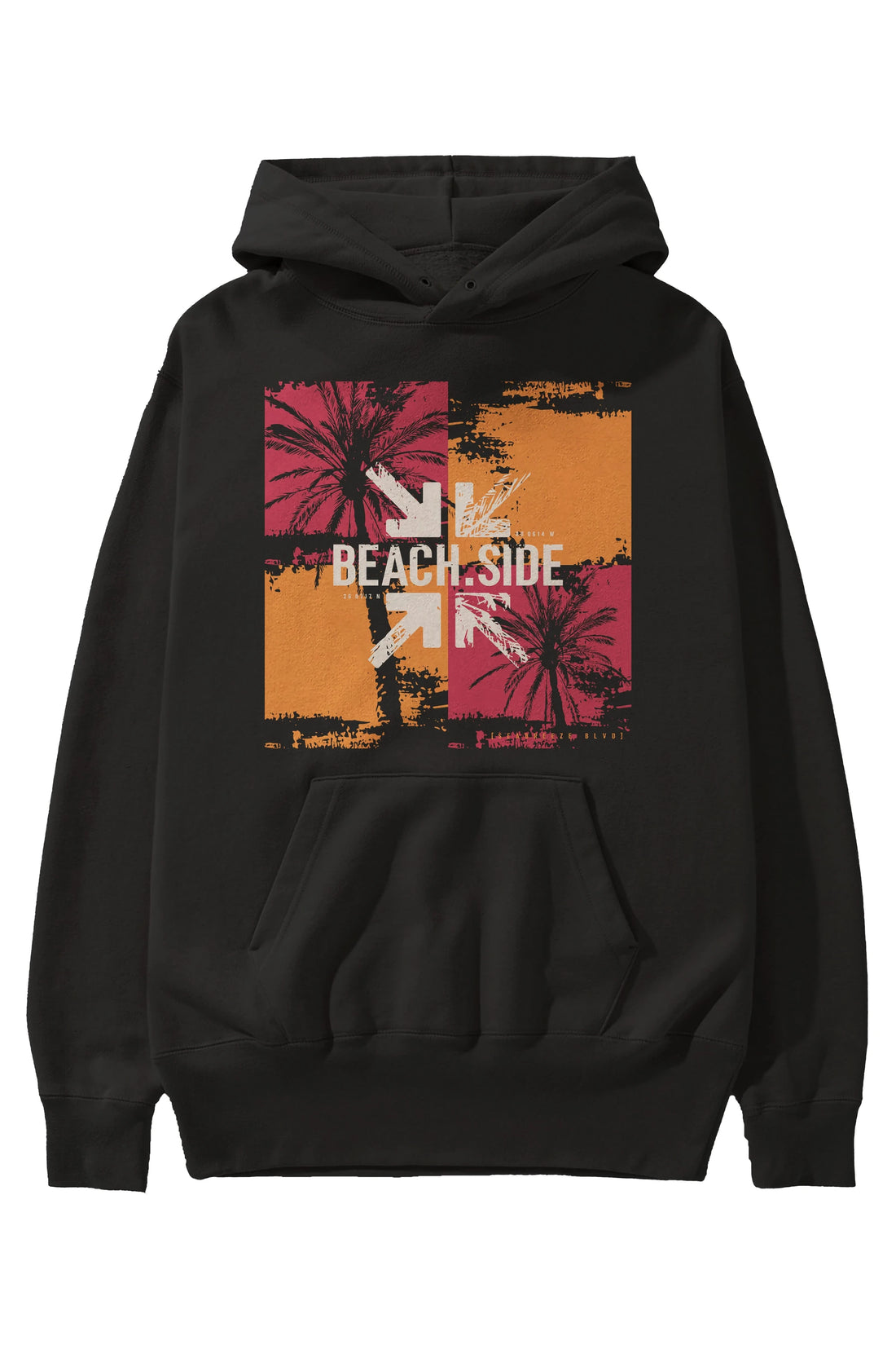 Beach Side Ön Baskılı Hoodie Oversize Kapüşonlu Sweatshirt Erkek Kadın Unisex