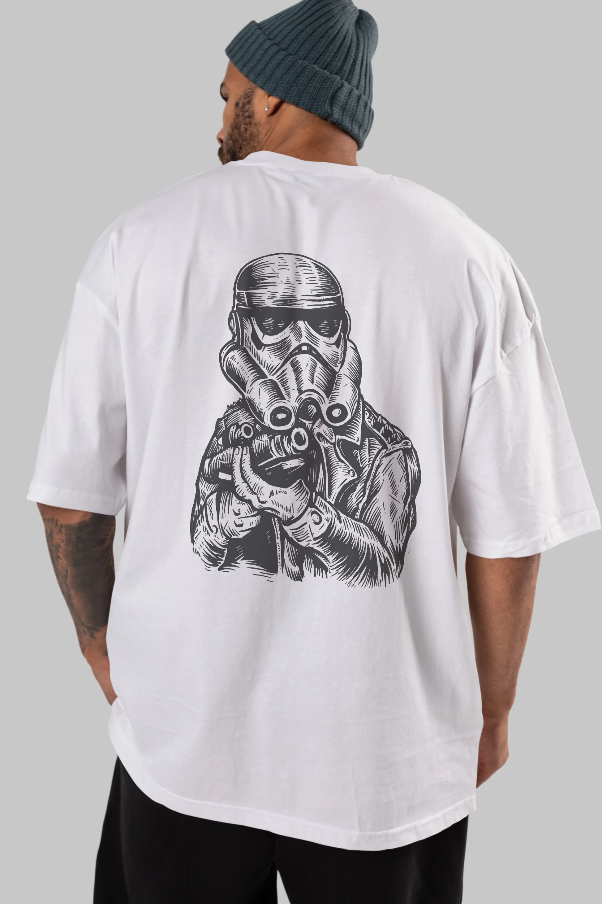 Punktrooper Arka Baskılı Oversize t-shirt Erkek Kadın Unisex %100 Pamuk