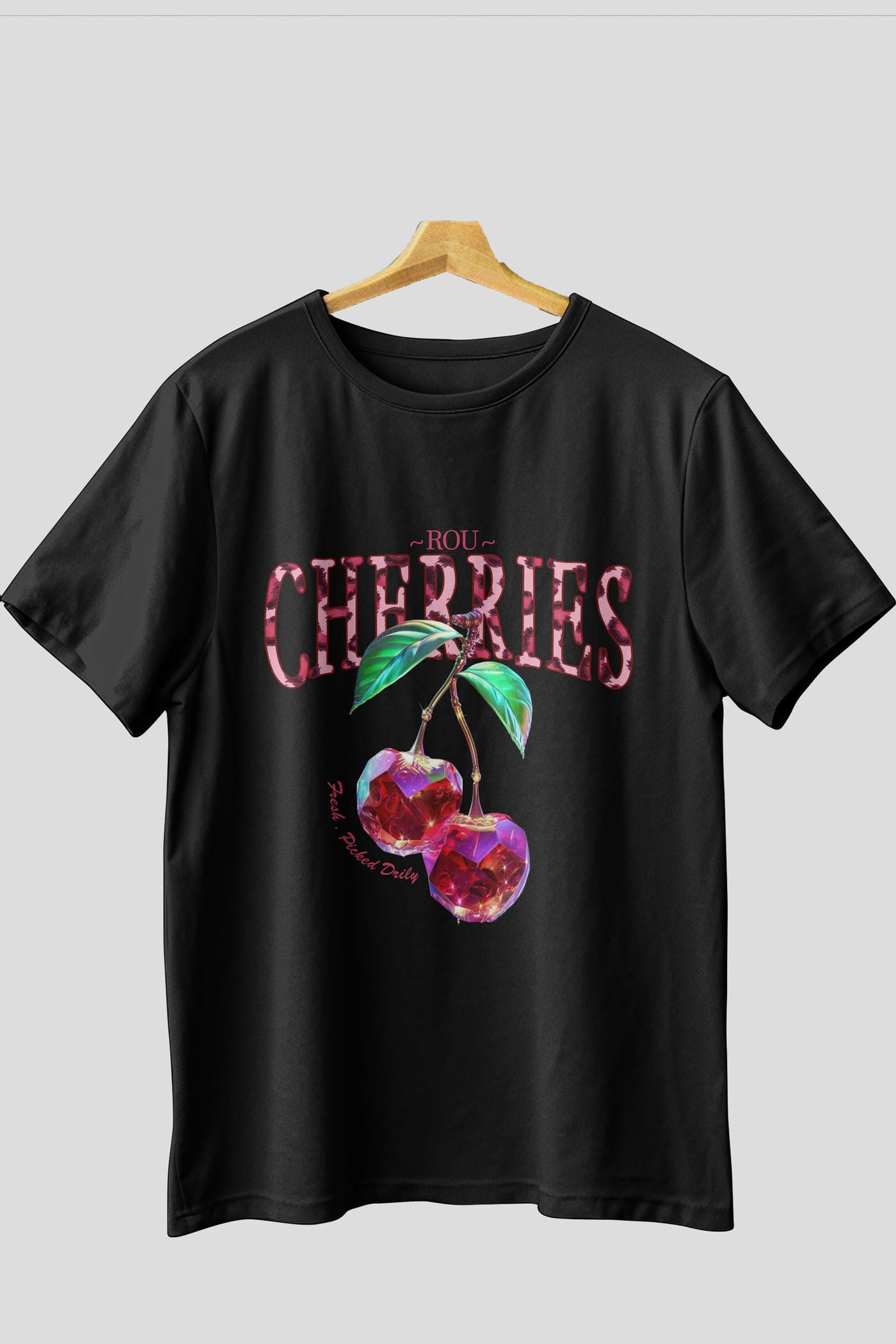 Cherry Cherries 4 Ön Baskılı Oversize t-shirt Erkek Kadın Pamuk Bisiklet Yaka tişort