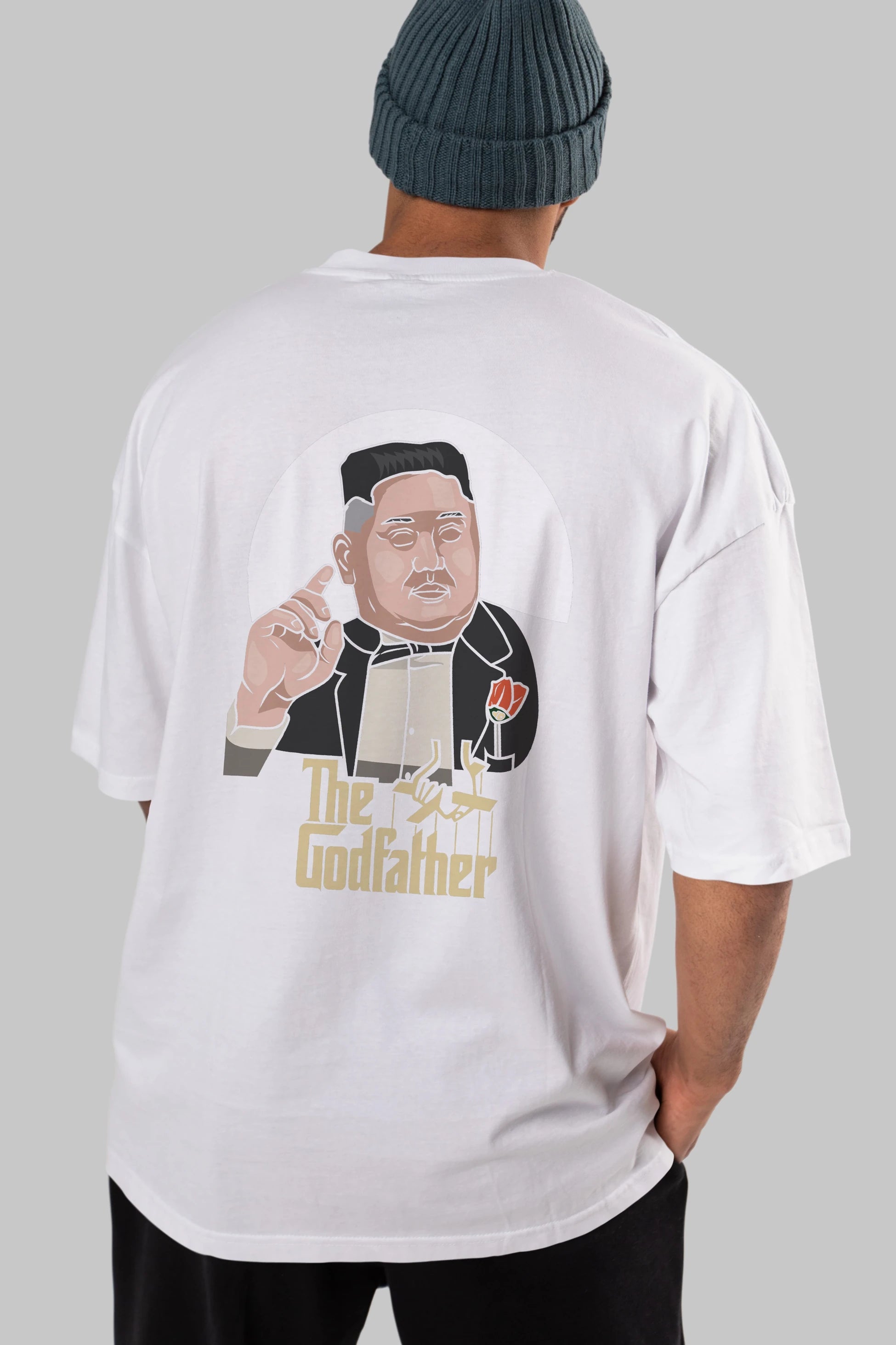 Godfather Jong Un Arka Baskılı Oversize t-shirt Erkek Kadın Unisex %100 Pamuk tişort