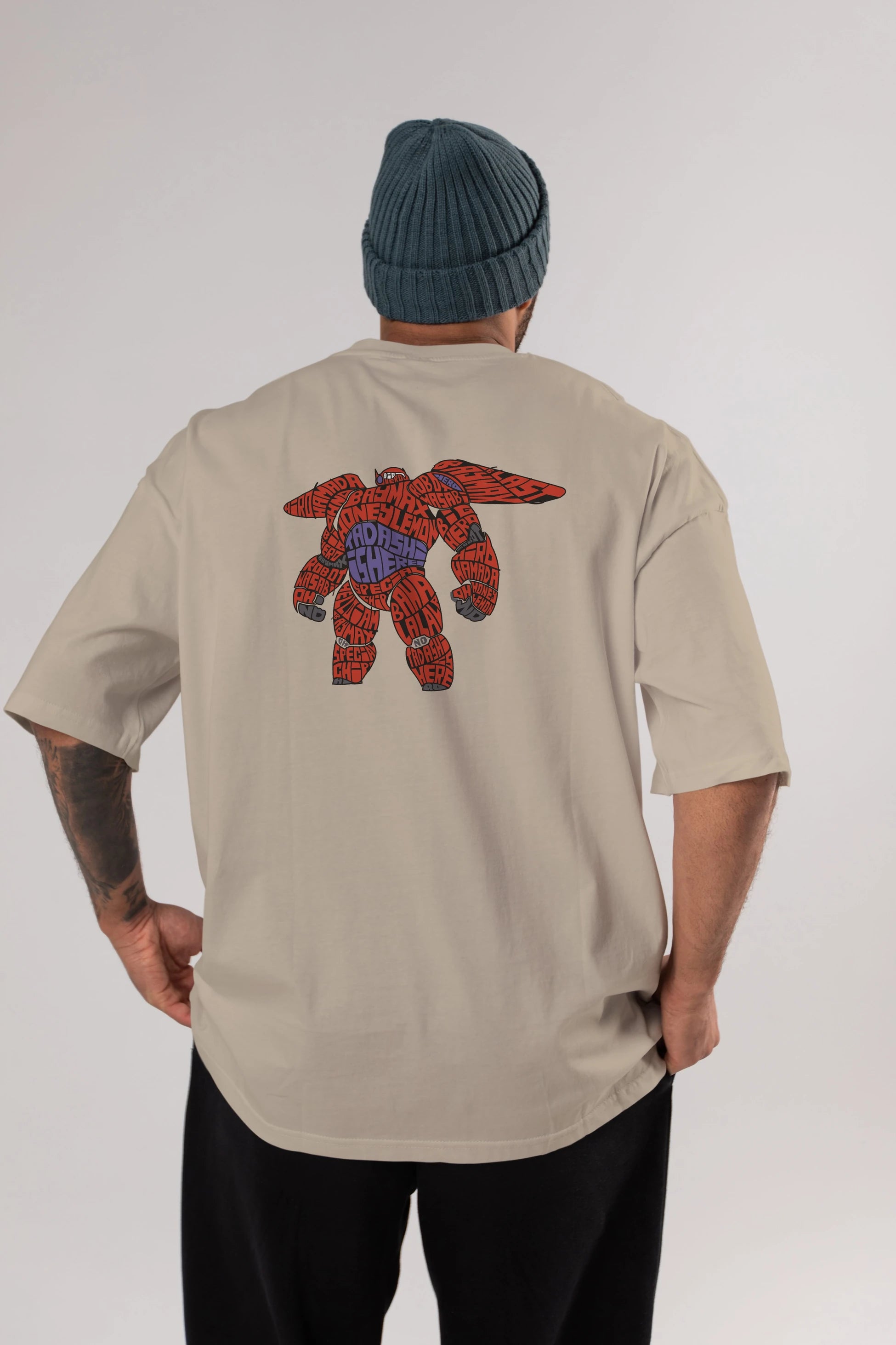 Baymax Arka Baskılı Oversize t-shirt %100 pamuk Erkek Kadın Unisex