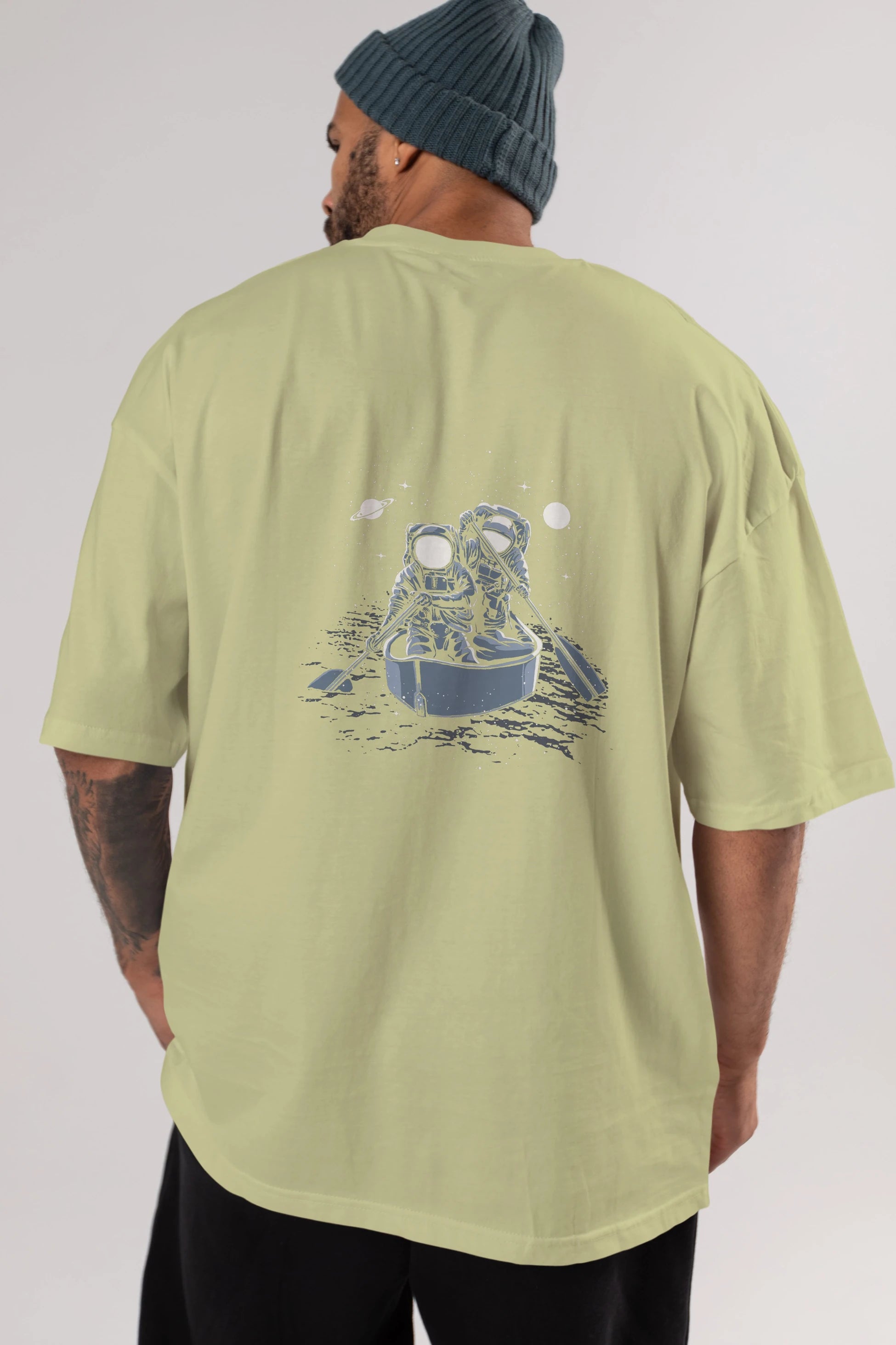 Across The Galaxy Arka Baskılı Oversize t-shirt Erkek Kadın Unisex %100 Pamuk