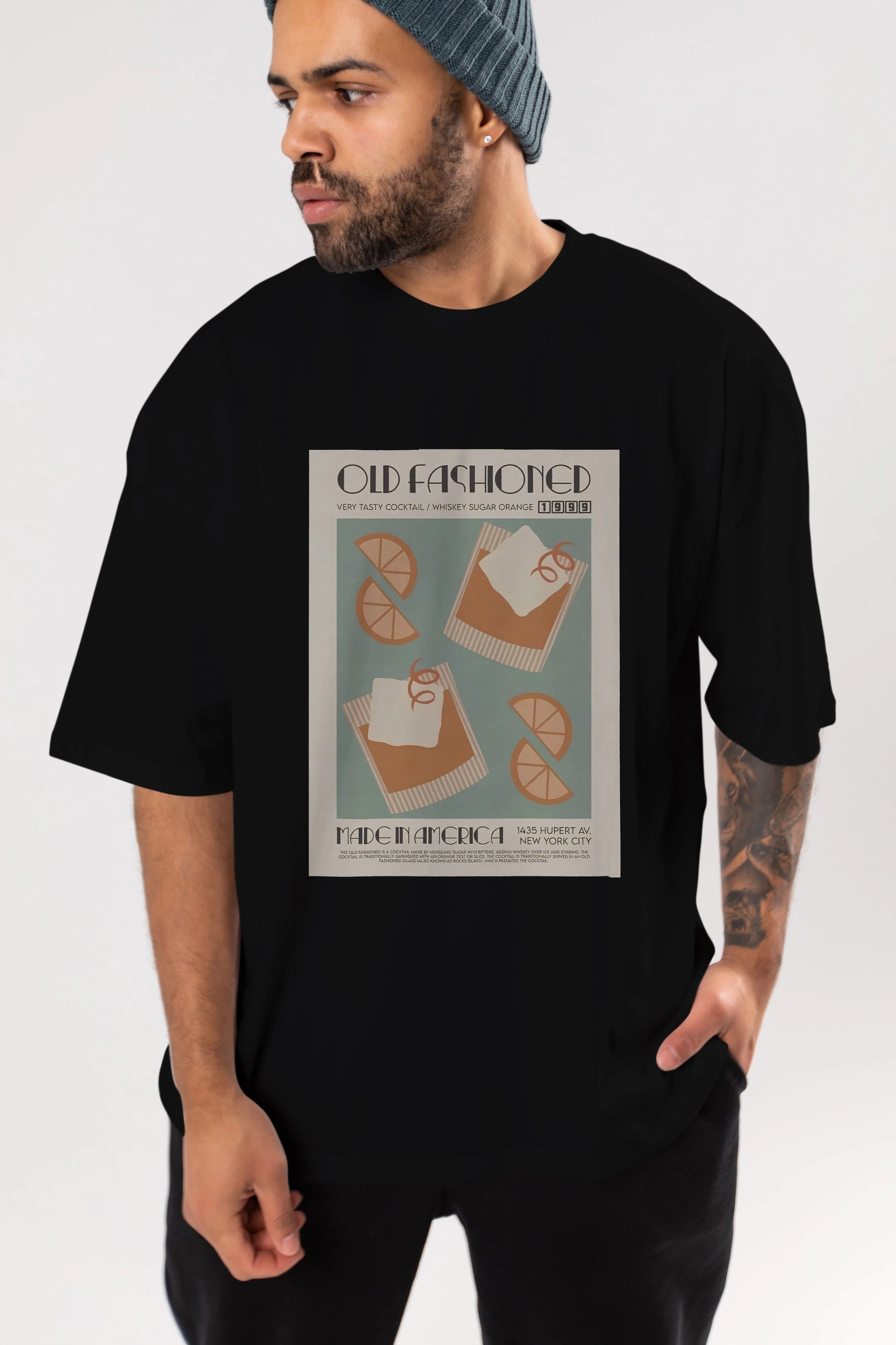 Old Fashioned 2 Ön Baskılı Oversize t-shirt Erkek Kadın Unisex %100 Pamuk Bisiklet Yaka tişort