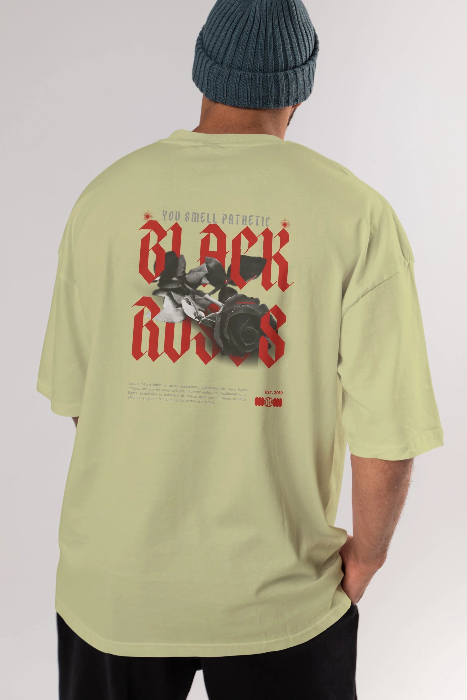 Black Roses Arka Baskılı Oversize t-shirt Erkek Kadın Unisex