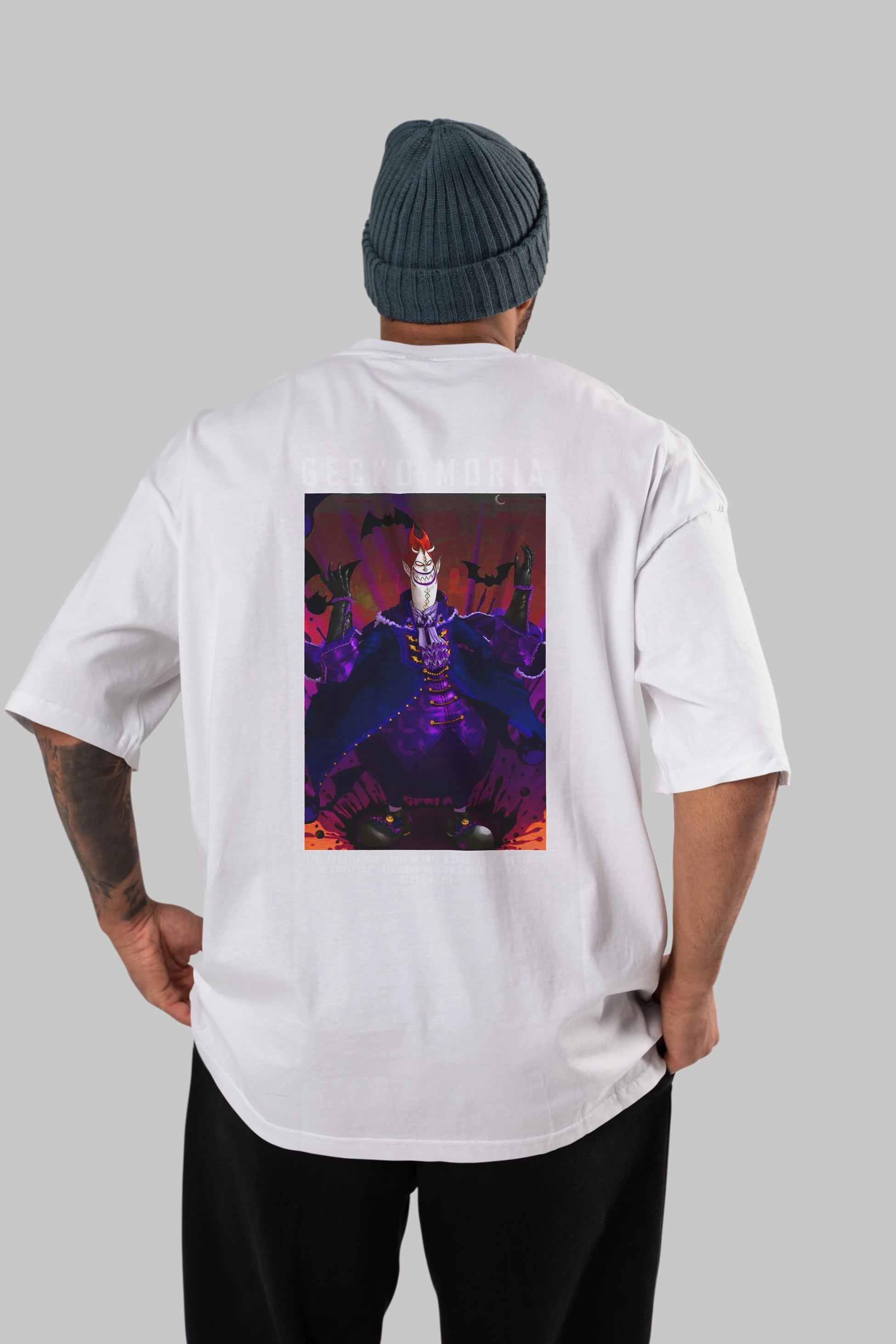 Gecko Moria Anime Arka Baskılı Oversize t-shirt Erkek Kadın Unisex %100 pamuk tişort