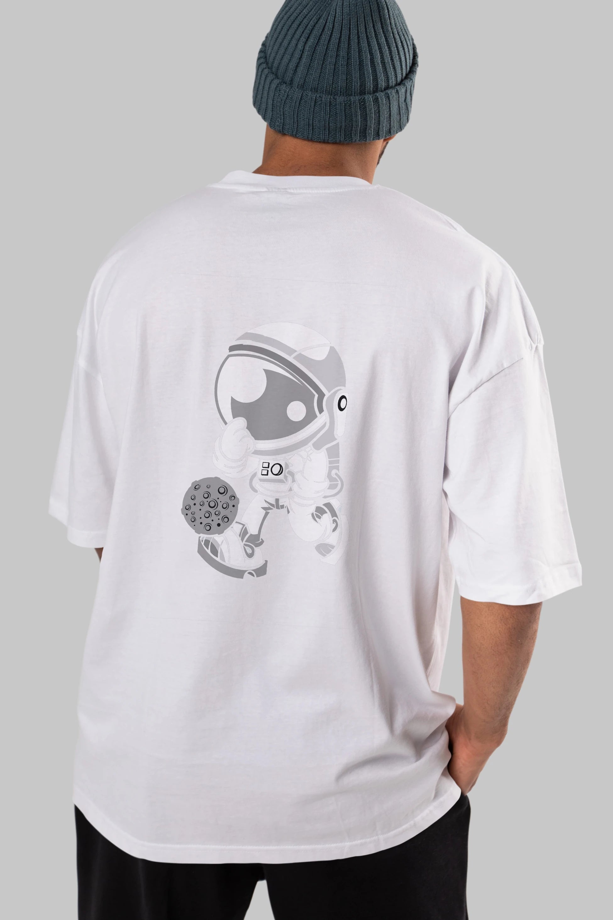 Street Astronaut Arka Baskılı Oversize t-shirt Erkek Kadın Unisex %100 Pamuk tişort