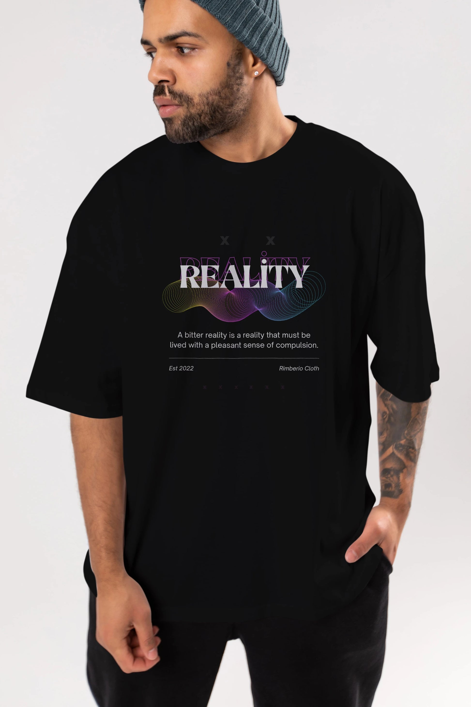 Reality 2 Ön Baskılı Oversize t-shirt Erkek Kadın Unisex