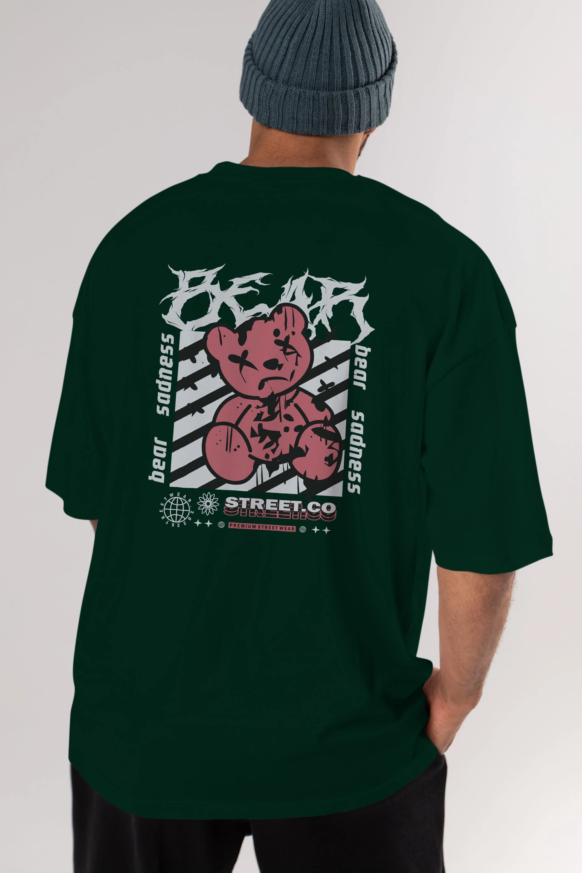 Bear Sadness Arka Baskılı Oversize t-shirt Erkek Kadın Unisex