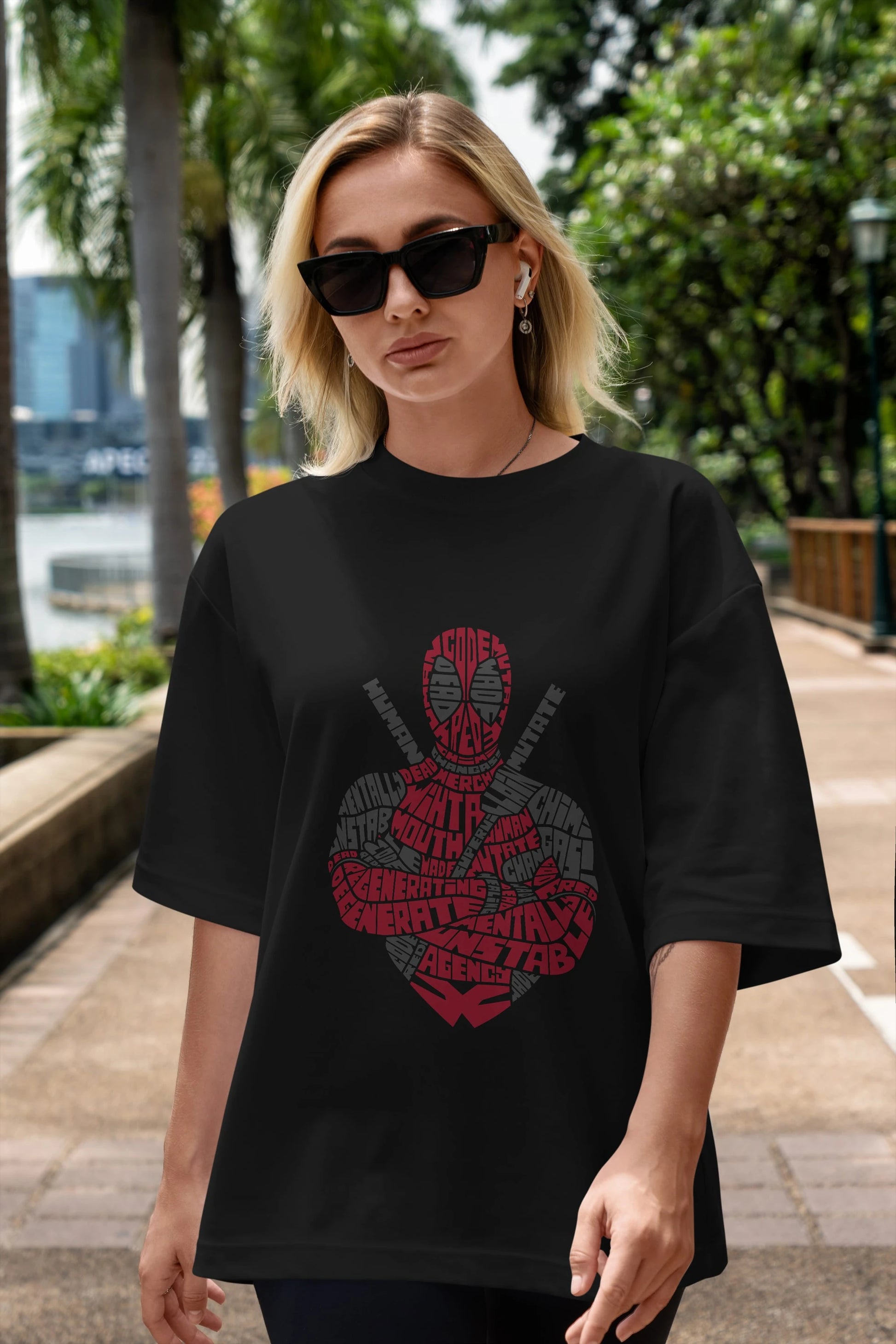 Dead Red Ön Baskılı Oversize t-shirt %100 pamuk Erkek Kadın Unisex