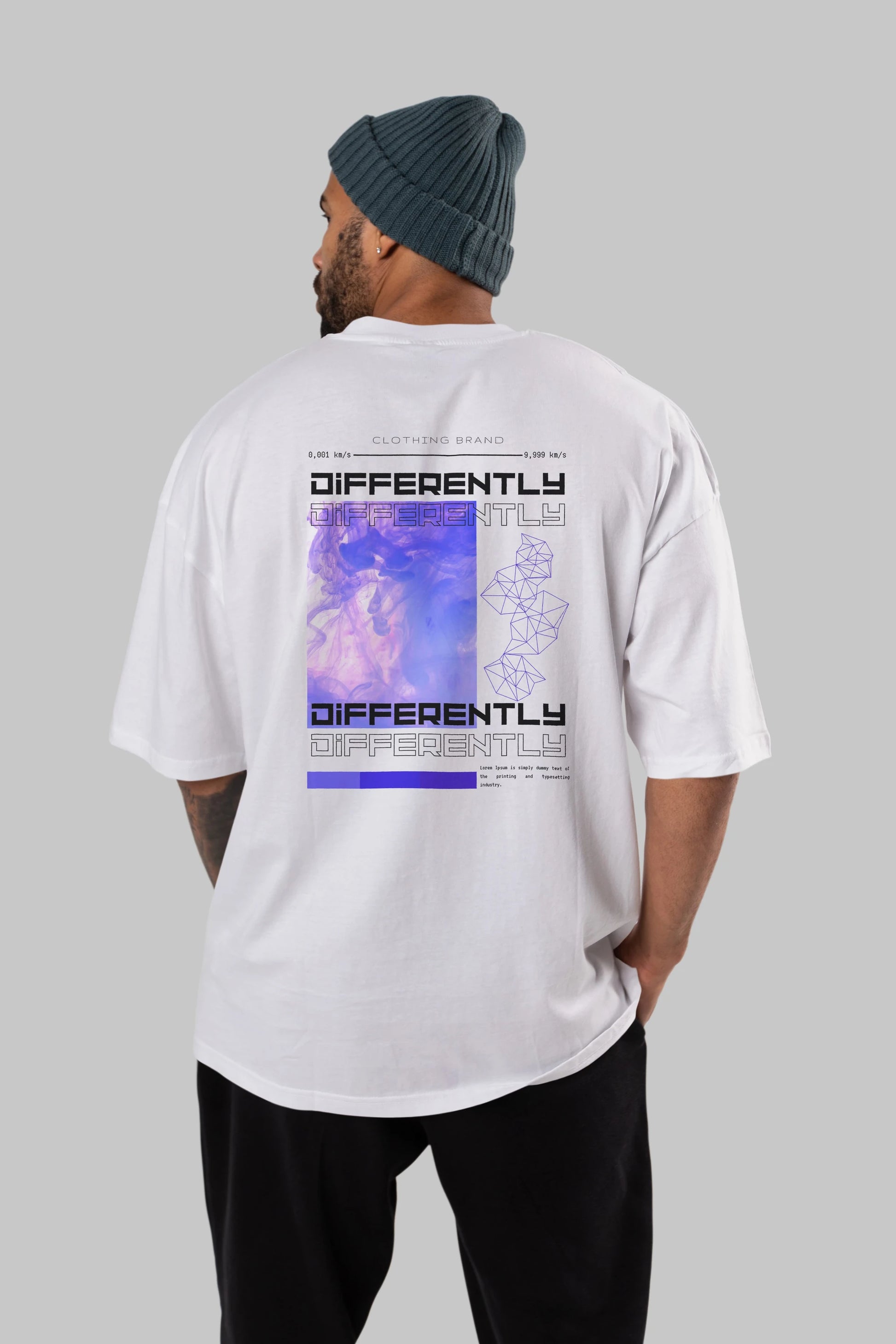 Differently Yazılı Arka Baskılı Oversize t-shirt Erkek Kadın Unisex