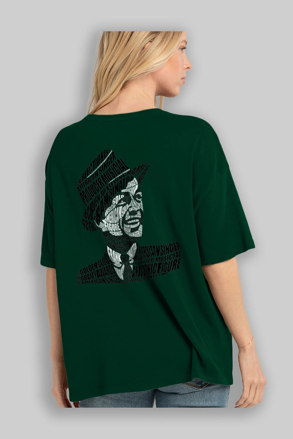 Frank Sinatra Calligram Arka Baskılı Oversize t-shirt %100 pamuk Erkek Kadın Unisex