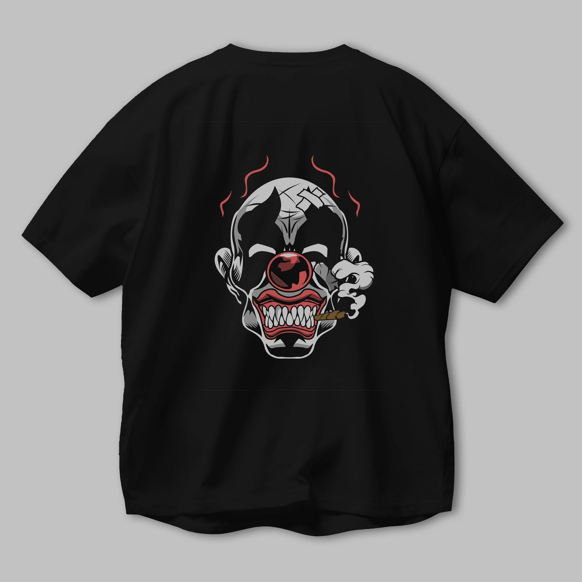 Clown Horror Arka Baskılı Oversize t-shirt Erkek Kadın Unisex %100 Pamuk tişort