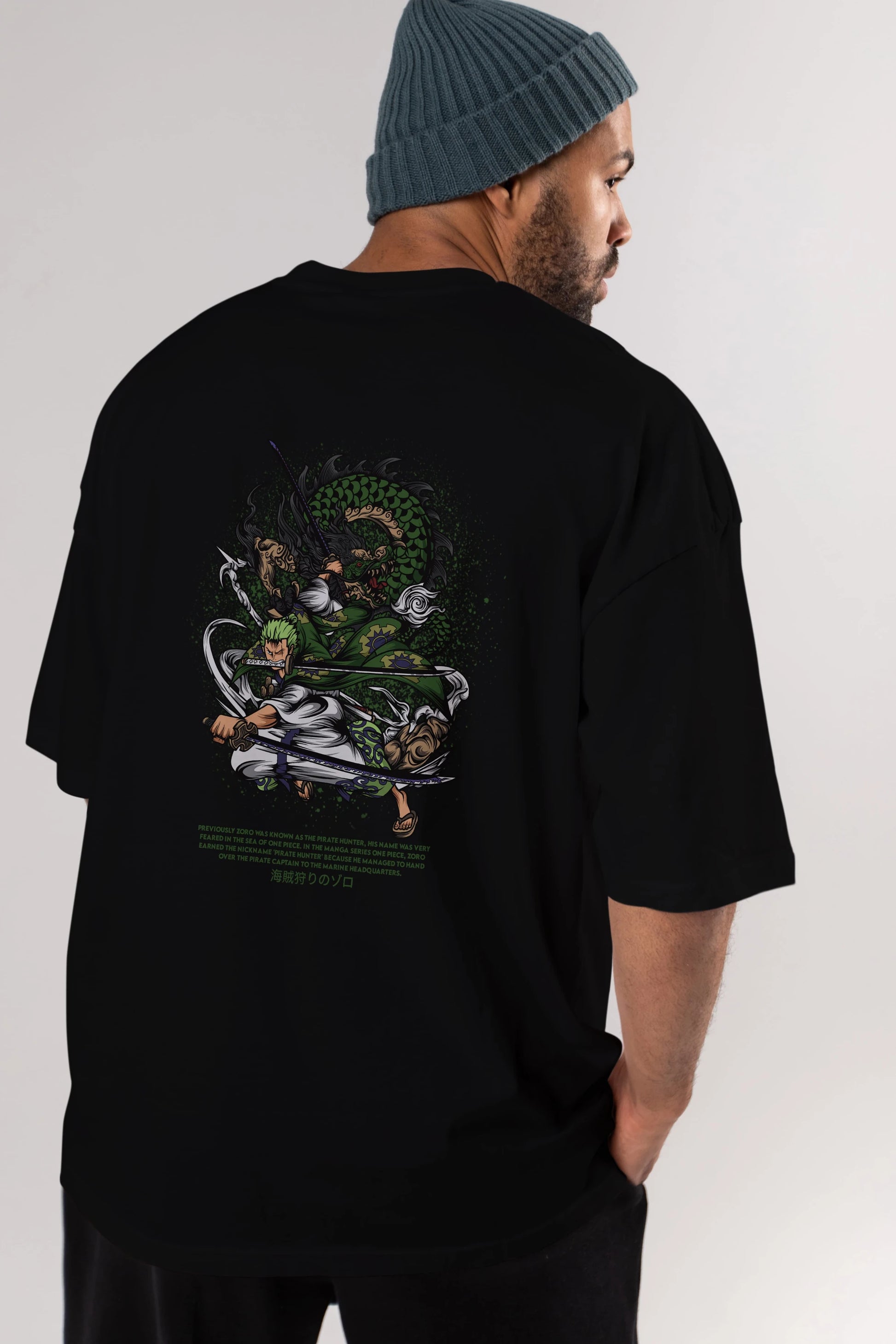 Zoro Anime Arka Baskılı Oversize t-shirt Erkek Kadın Unisex