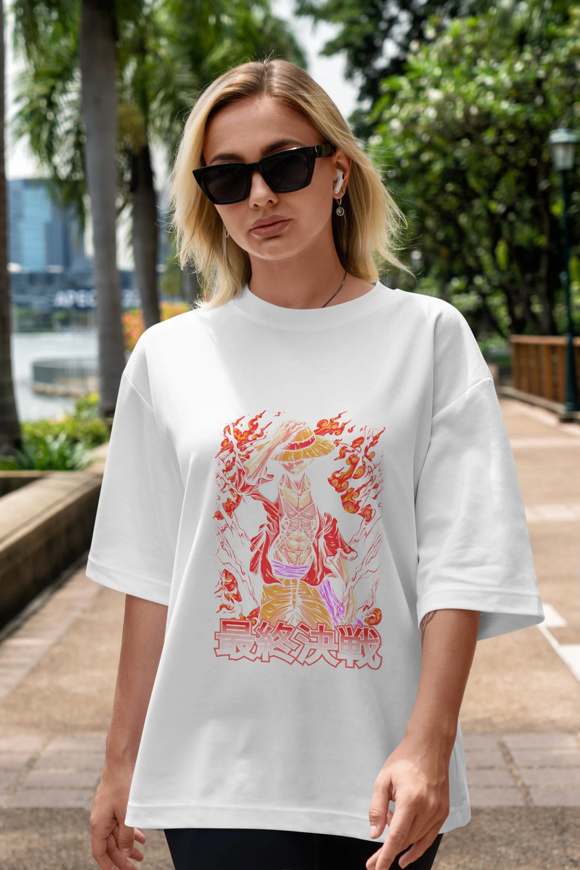 MONKEY D. LUFFY (3) Anime Ön Baskılı Oversize t-shirt %100 pamuk Erkek Kadın Unisex