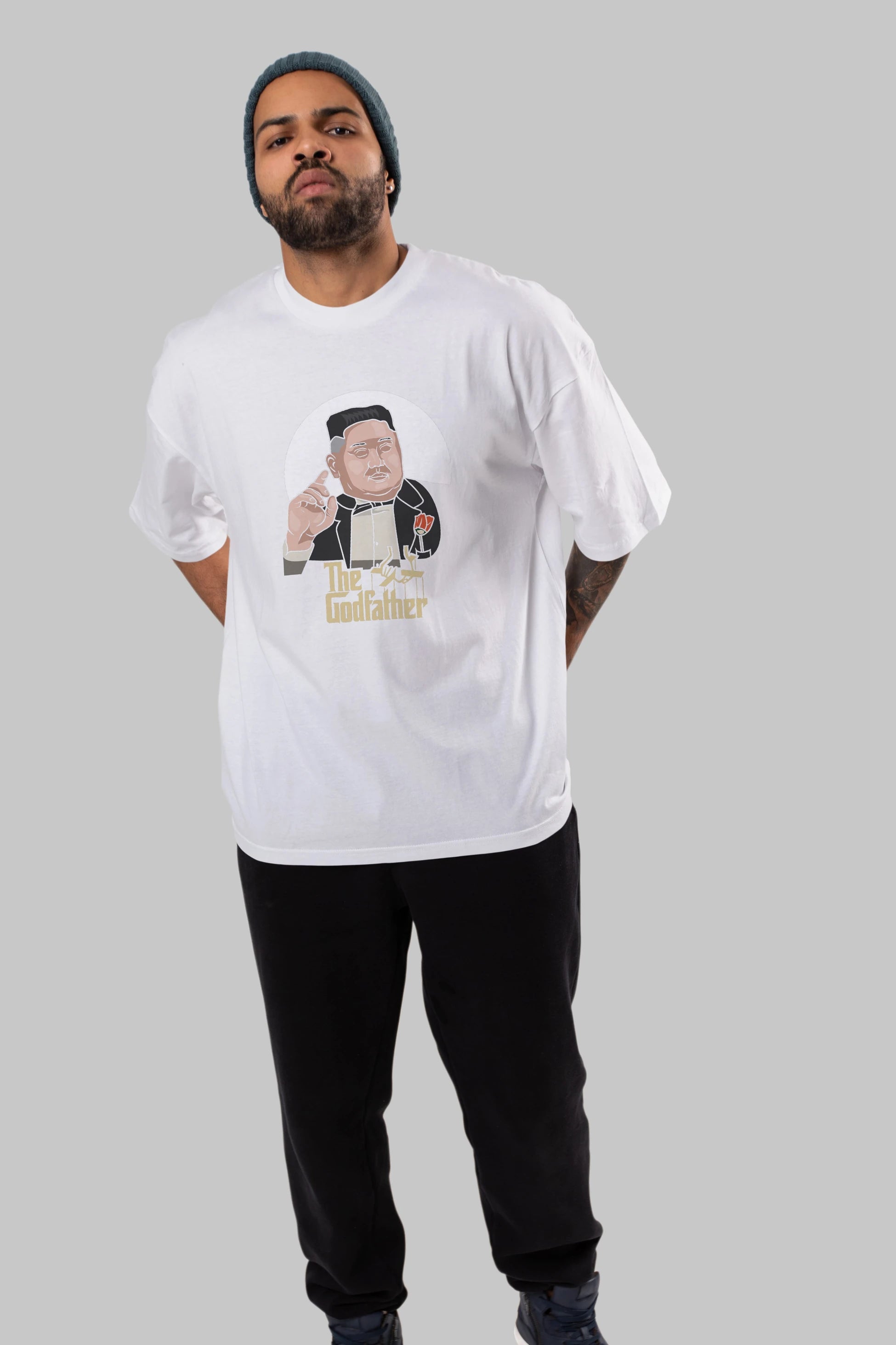 Godfather Jong Un Ön Baskılı Oversize t-shirt Erkek Kadın Unisex %100 Pamuk tişort