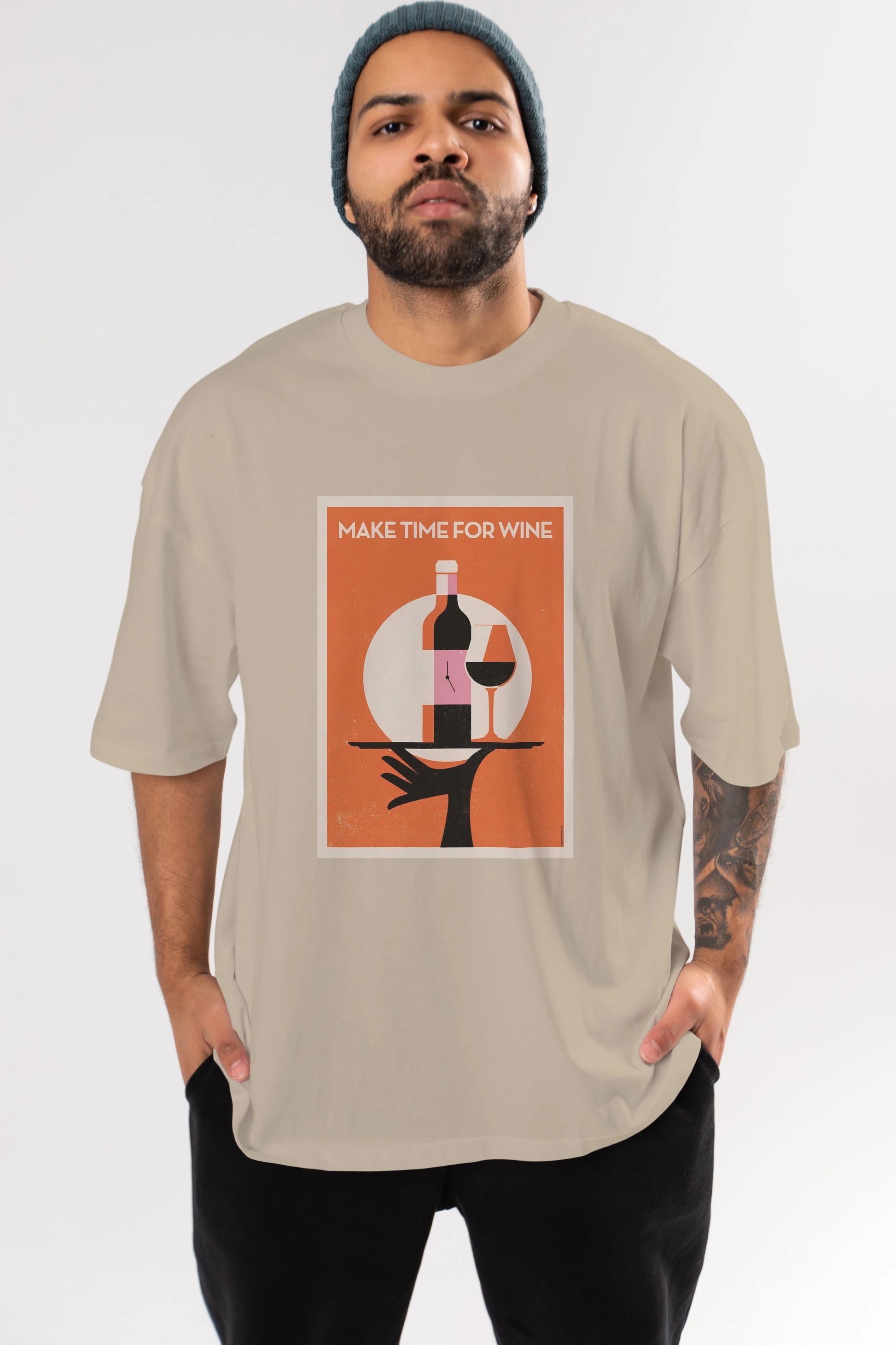 Make Time For Wine Ön Baskılı Oversize t-shirt Erkek Kadın Unisex %100 Pamuk Bisiklet Yaka tişort
