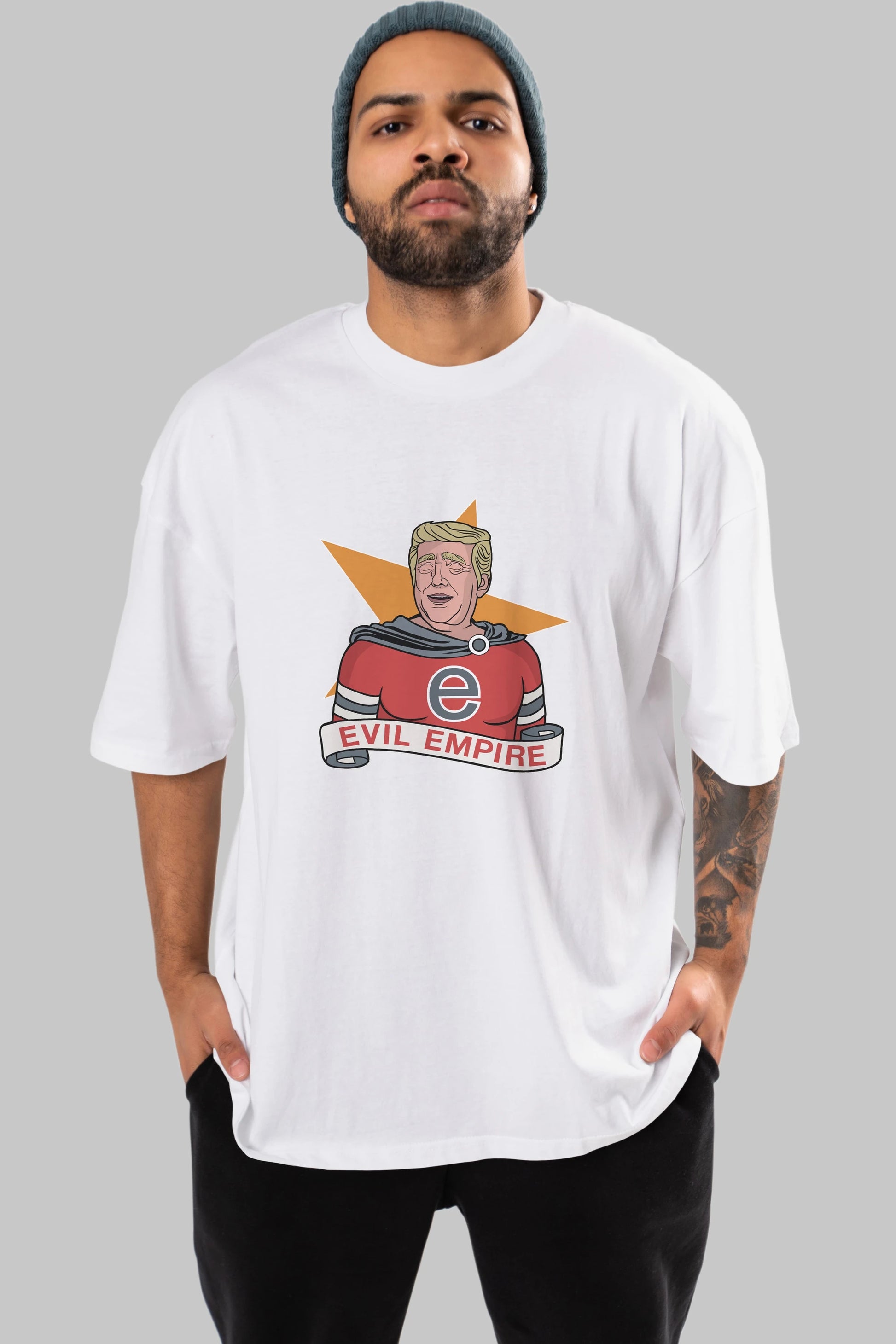Evil Empire Trump Ön Baskılı Oversize t-shirt Erkek Kadın Unisex %100 Pamuk tişort