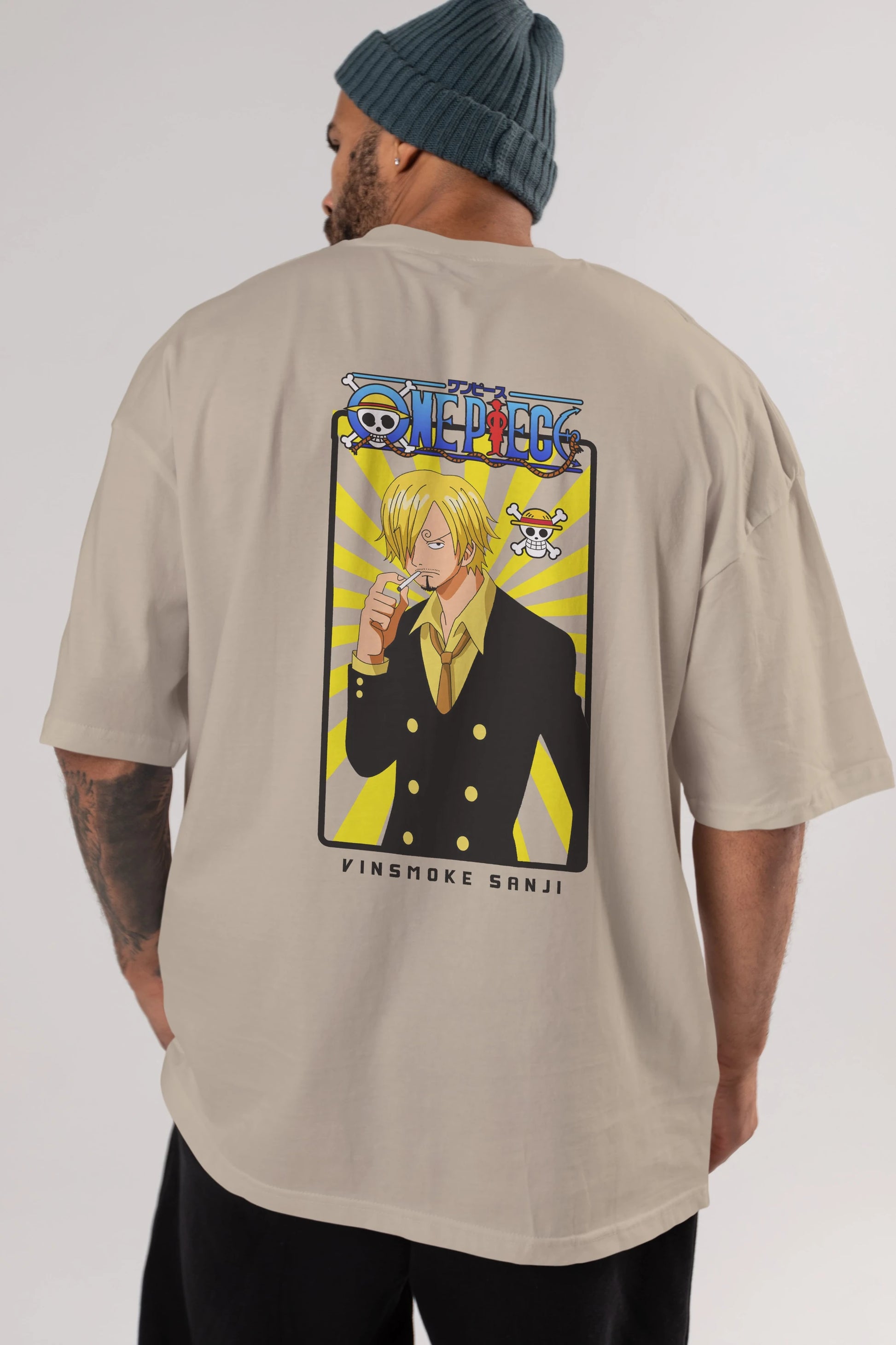 Sanji 4 Anime Arka Baskılı Oversize t-shirt Erkek Kadın Unisex %100 pamuk tişort