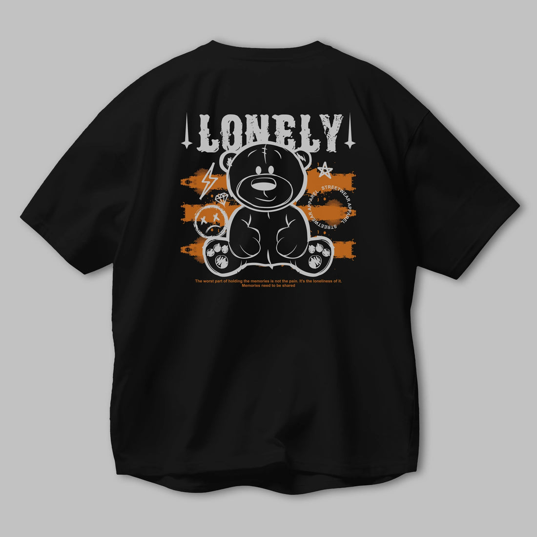 Teddy Bear Lonely Arka Baskılı Oversize t-shirt Erkek Kadın Unisex
