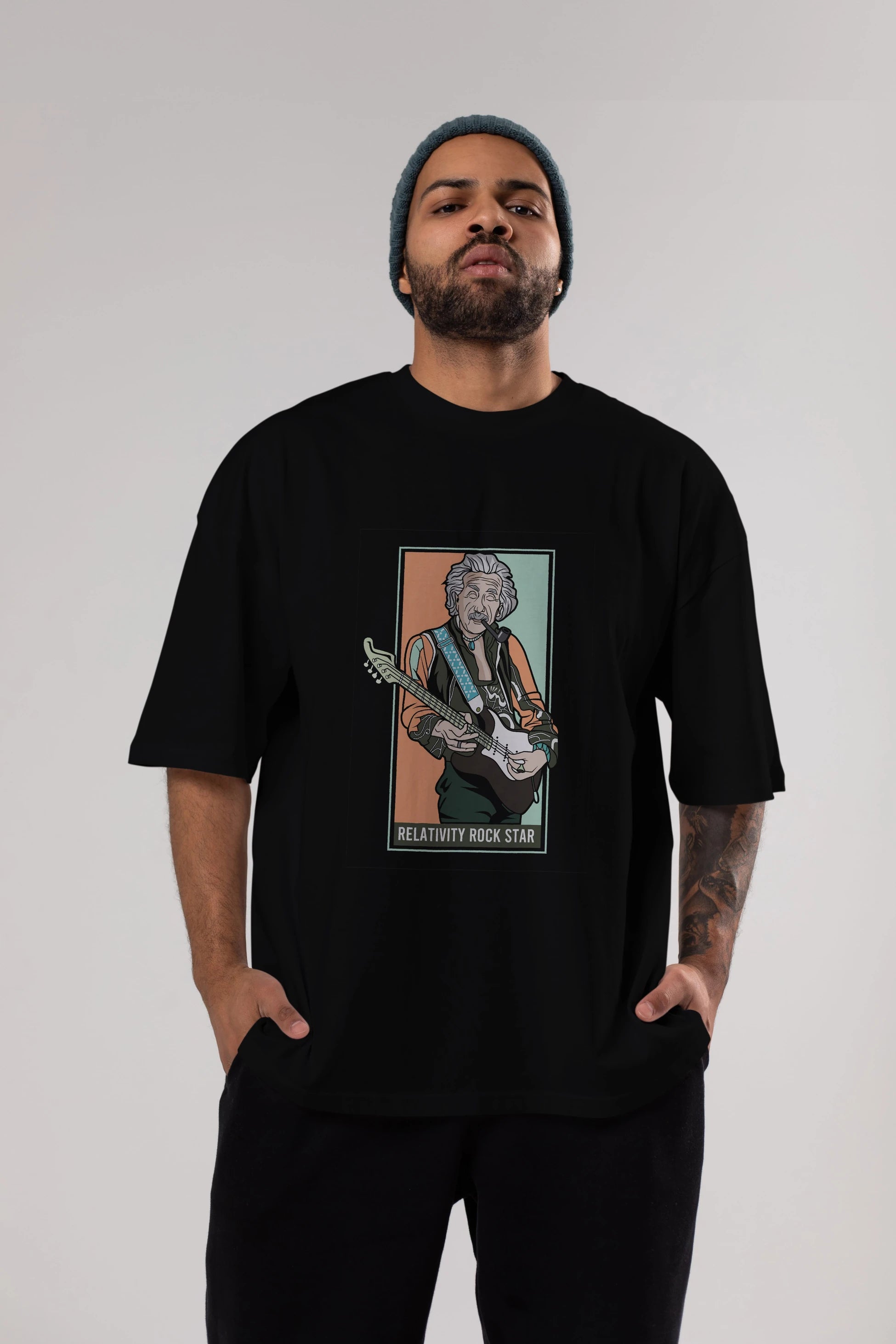 Jimmy Einstein Ön Baskılı Oversize t-shirt Erkek Kadın Unisex %100 Pamuk tişort