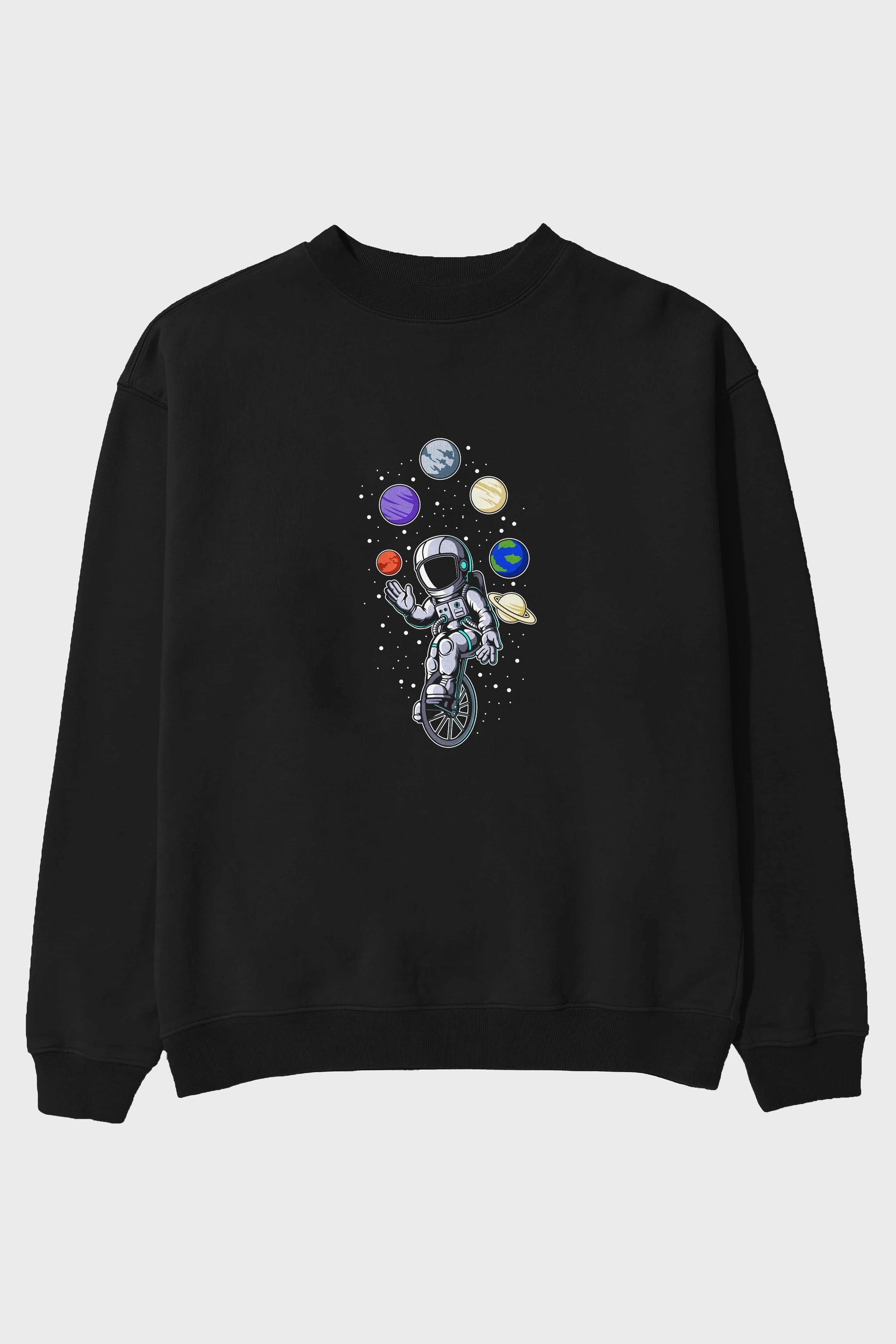 Astronaut Circus Ön Baskılı Oversize Sweatshirt Erkek Kadın Unisex