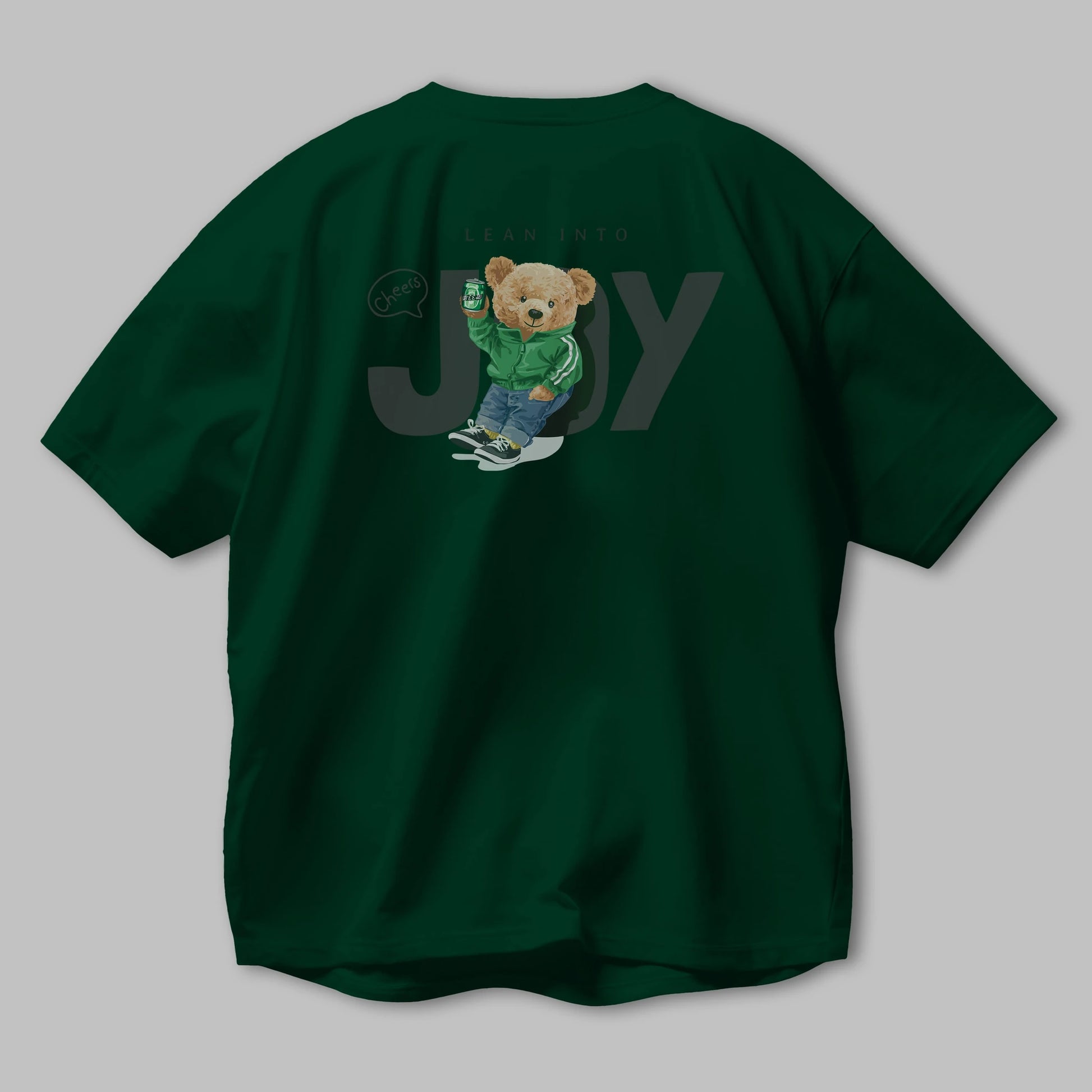 Teddy Bear Joy Arka Baskılı Oversize t-shirt Erkek Kadın Unisex %100 Pamuk