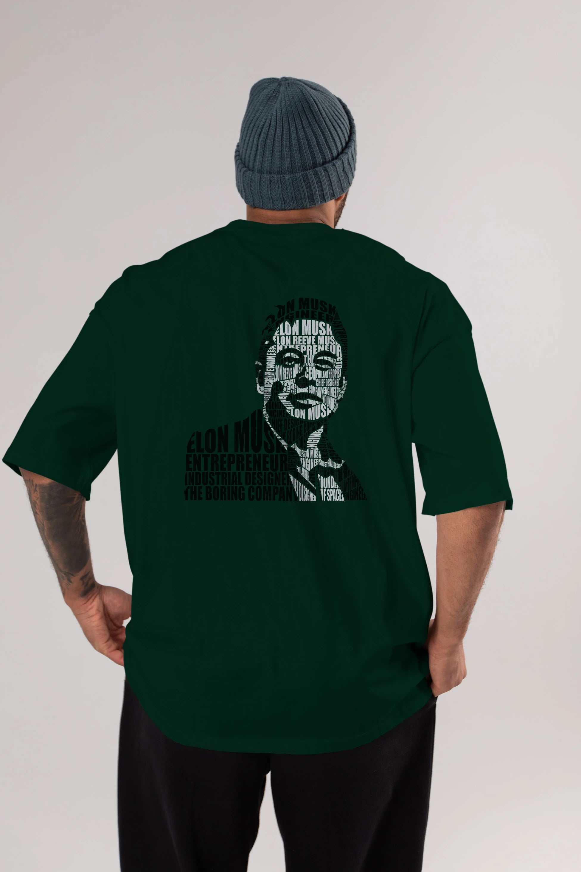 Elon Musk Calligram Arka Baskılı Oversize t-shirt %100 pamuk Erkek Kadın Unisex