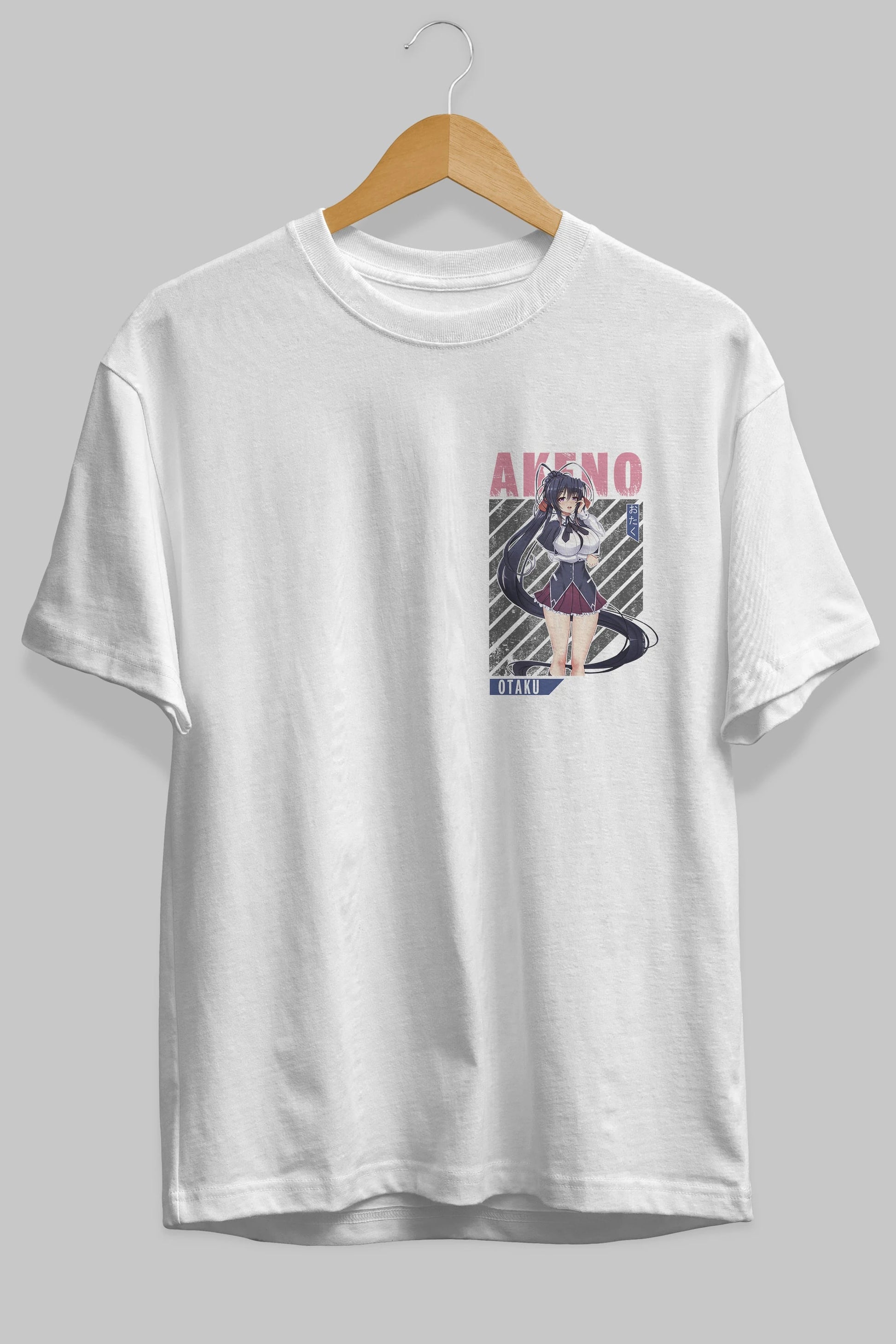 Akeno Himejima 4 Ön Sol Baskılı Oversize t-shirt Erkek Kadın Unisex %100 Pamuk Bisiklet Yaka tişort