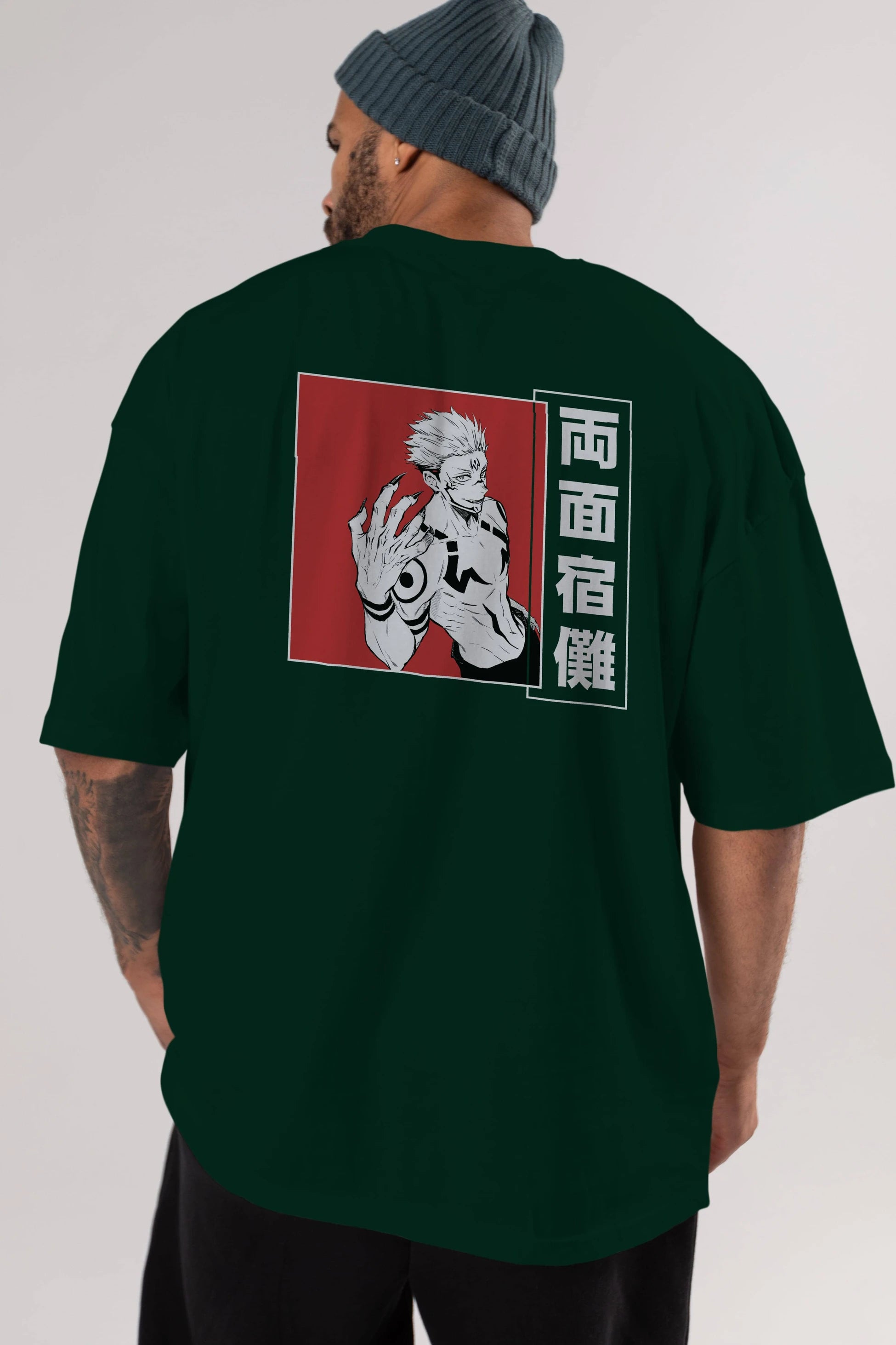 Sukuna Ryoumen 2 Anime Arka Baskılı Oversize t-shirt Erkek Kadın Unisex