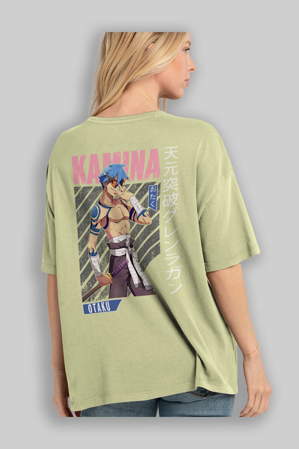 Kamina 5 Anime Arka Baskılı Oversize t-shirt Erkek Kadın Unisex