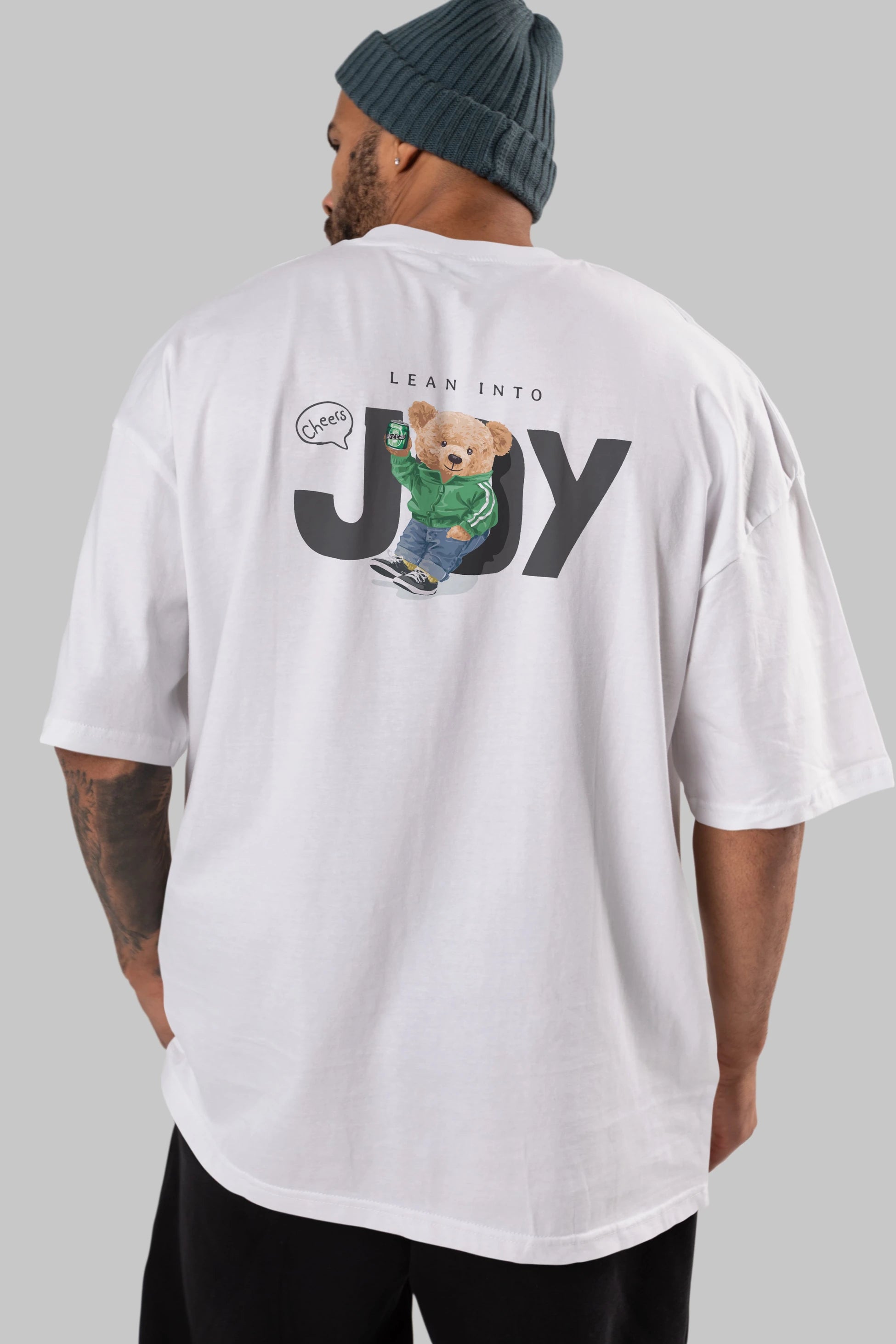 Teddy Bear Joy Arka Baskılı Oversize t-shirt Erkek Kadın Unisex %100 Pamuk