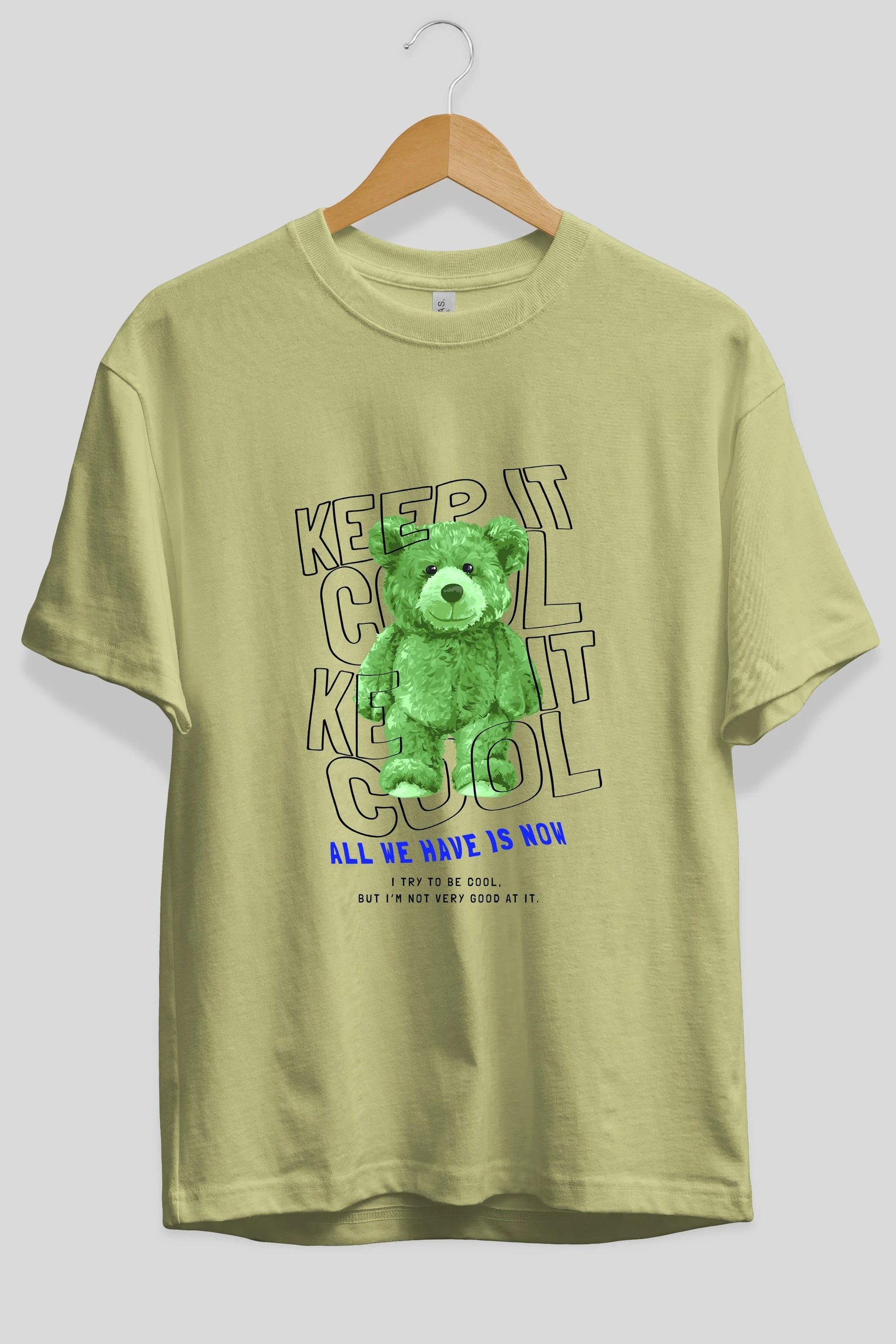 Keep it Cool Bear Ön Baskılı Oversize t-shirt Erkek Kadın Unisex