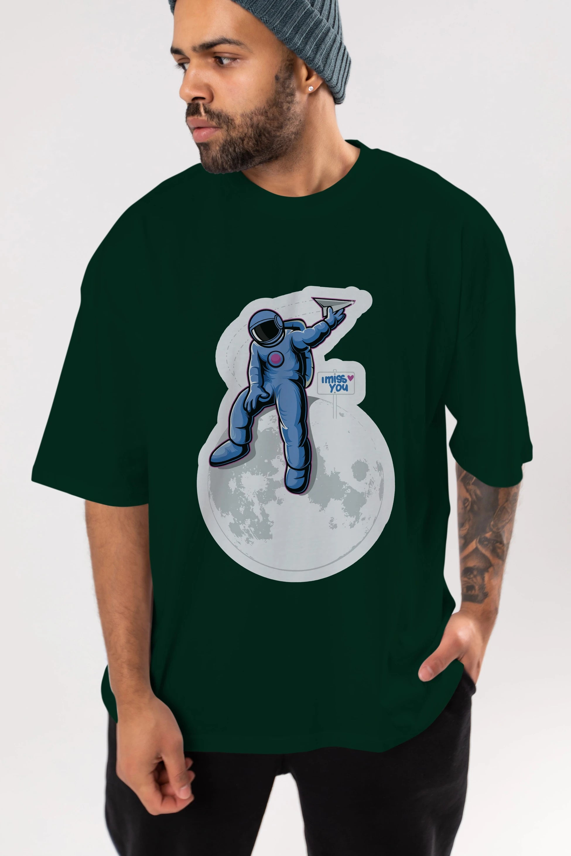 Astro Missing Earth Sticker Ön Baskılı Oversize t-shirt Erkek Kadın Unisex