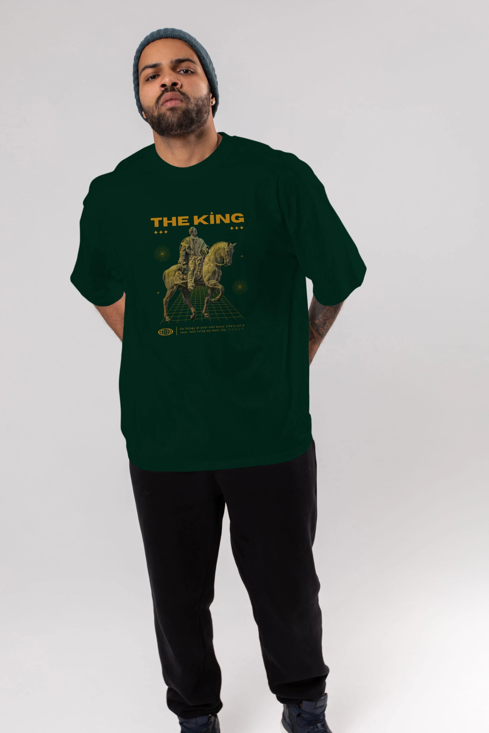 The King Yazılı Ön Baskılı Oversize t-shirt Erkek Kadın Unisex