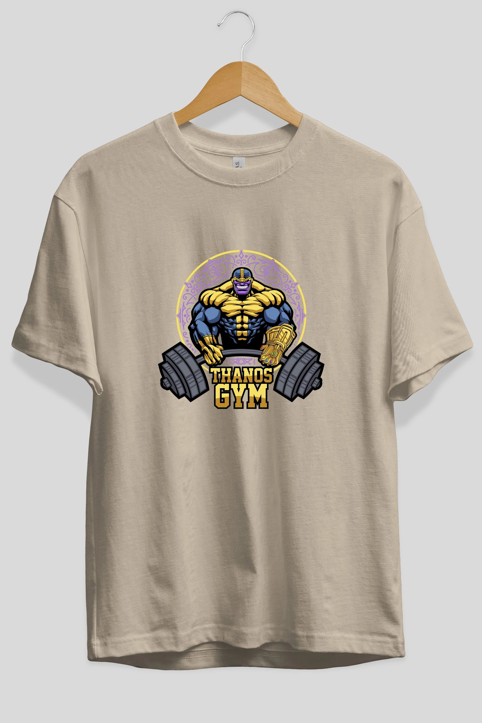 Thanos GYM Ön Baskılı Oversize t-shirt Erkek Kadın Unisex %100 Pamuk Bisiklet Yaka tişort