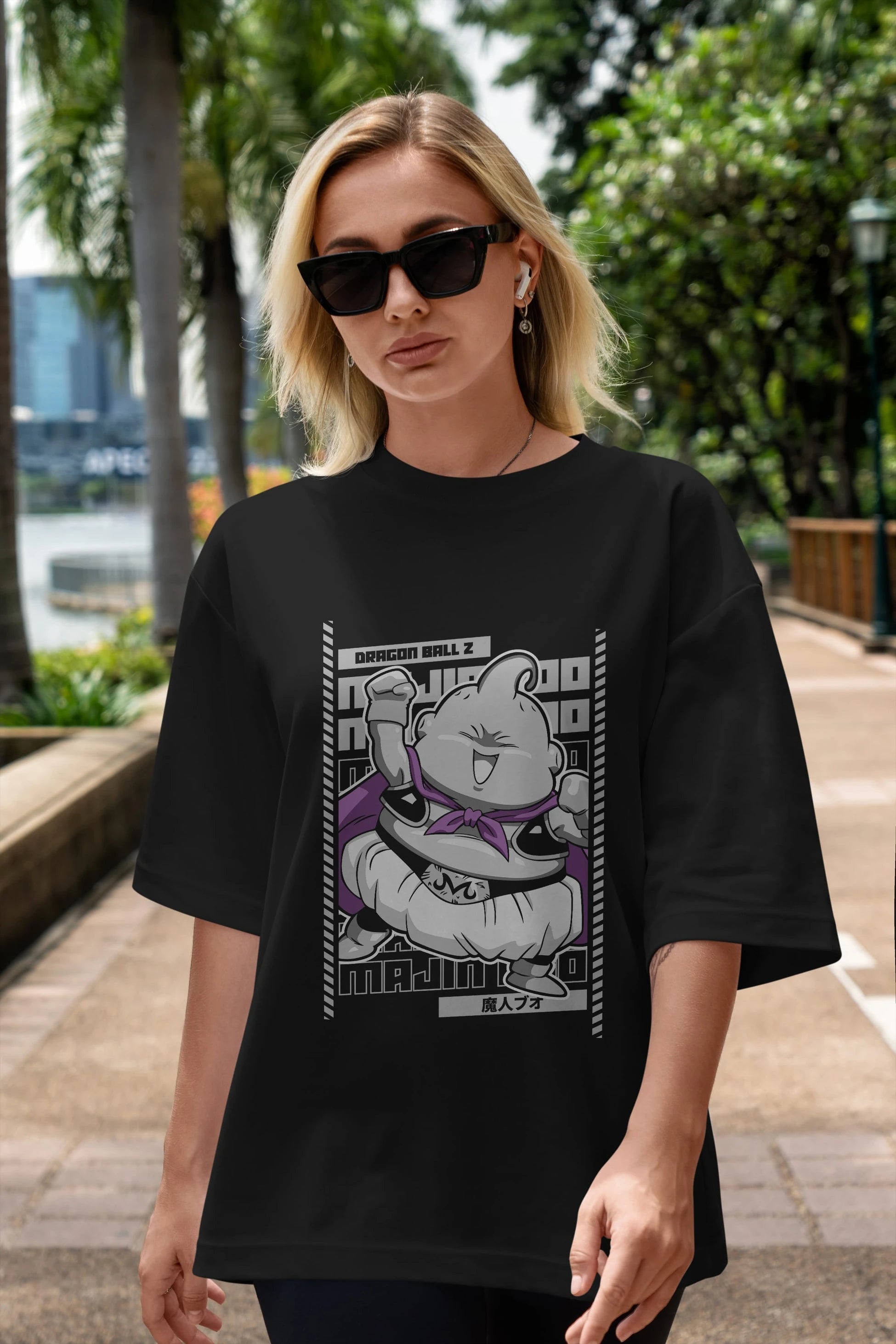 MAJIN BOO2 Anime Ön Baskılı Oversize t-shirt %100 pamuk Erkek Kadın Unisex
